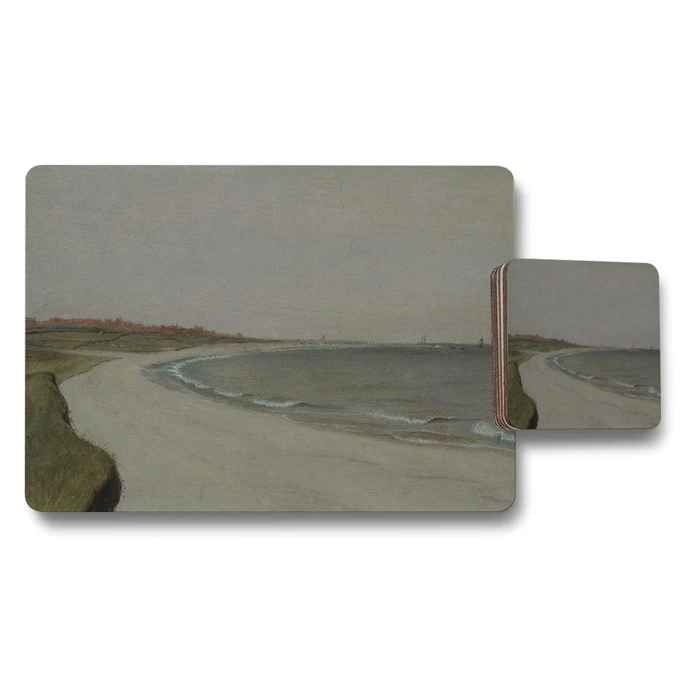 Rackhams Beach Landscape Placemat And Coaster Set With Seaside Art