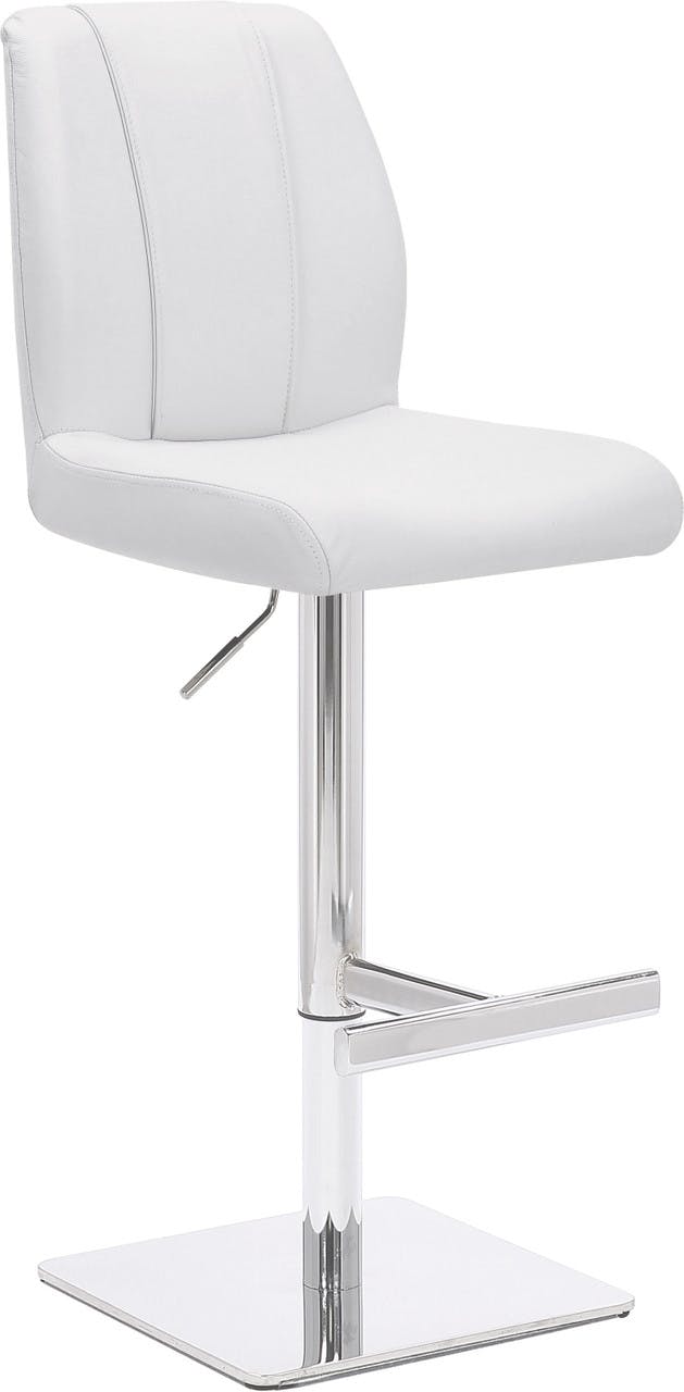 Lamboro White Ravenna Signature Real Leather Bar Stool, Chrome & Weighted Base, Home & Kitchen