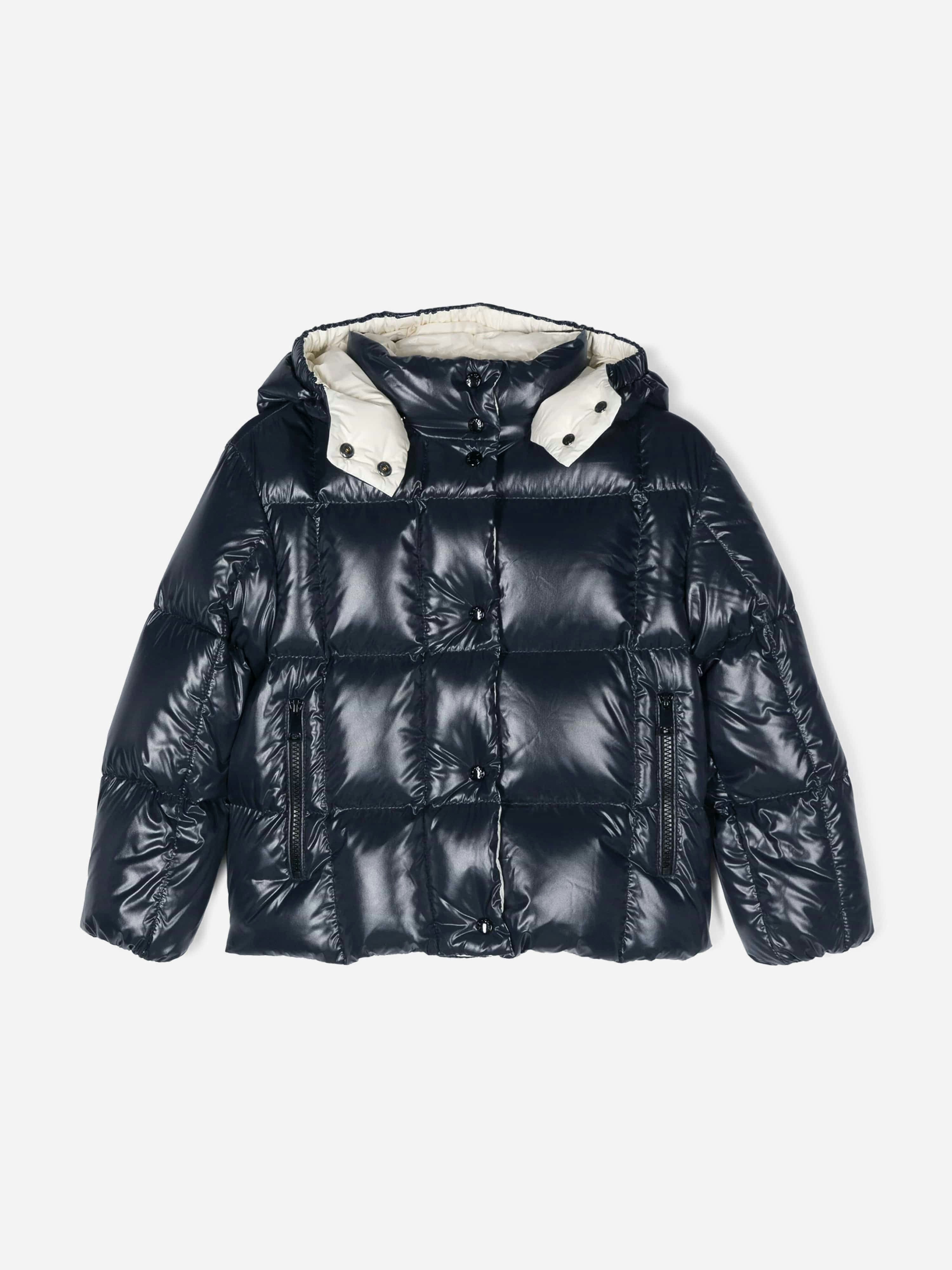 Moncler Enfant Girls Blue Down Padded Parana Jacket In Navy - 6 Yrs