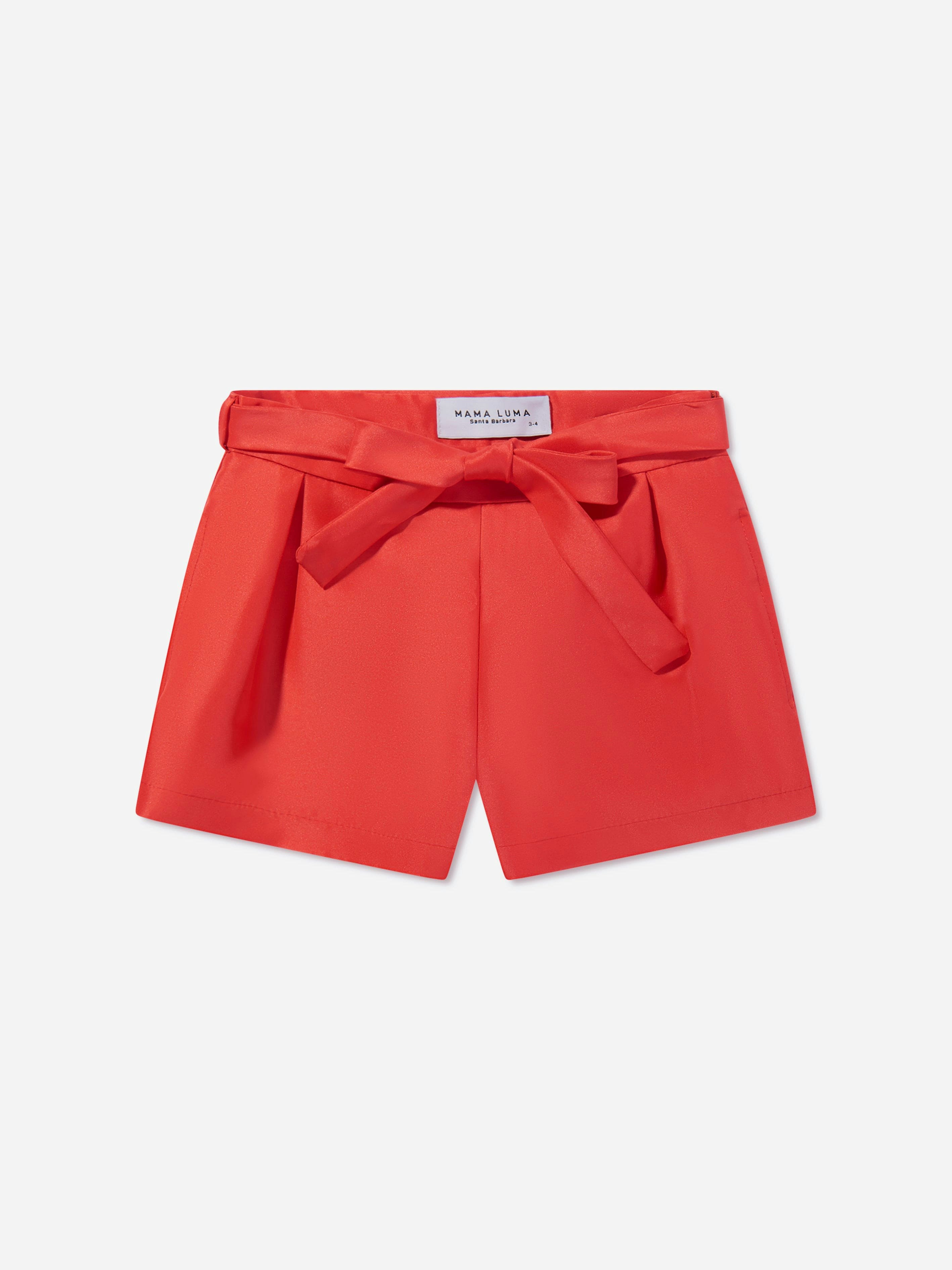 Mama Luma Girls Red Striped Mini Shorts In - 9 - 10 Yrs