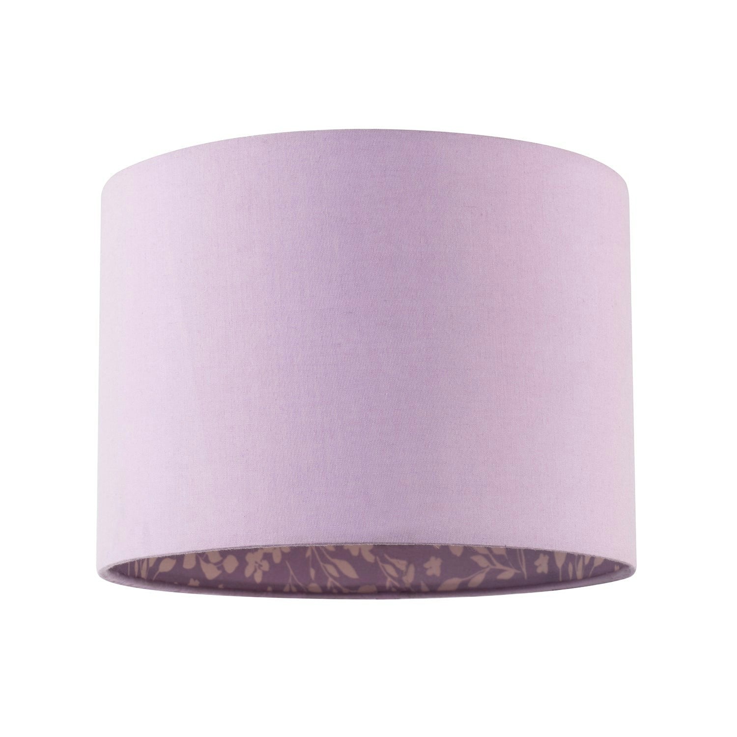 Contemporary Designer Lilac Cotton Fabric Drum Lamp Shade with Inner White Floral Pattern Lining | 25cm x 18cm | for Pendant or Lamp Base by Happy Homewares - Image 2