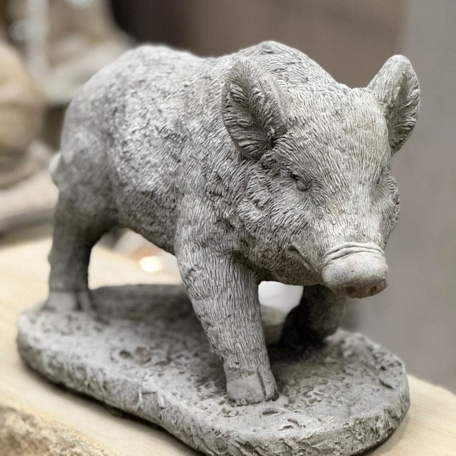 Osn Stone Wild Boar Statue – Detailed Woodland Garden Ornament