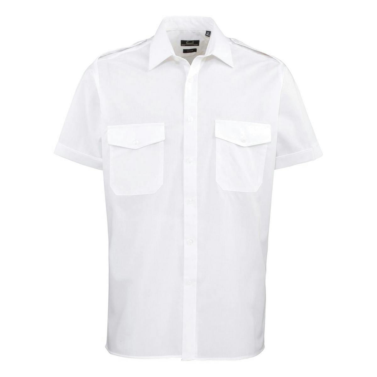 Premier Mens Short-Sleeved Pilot Shirt (White) - Size 19 inch - Image 3