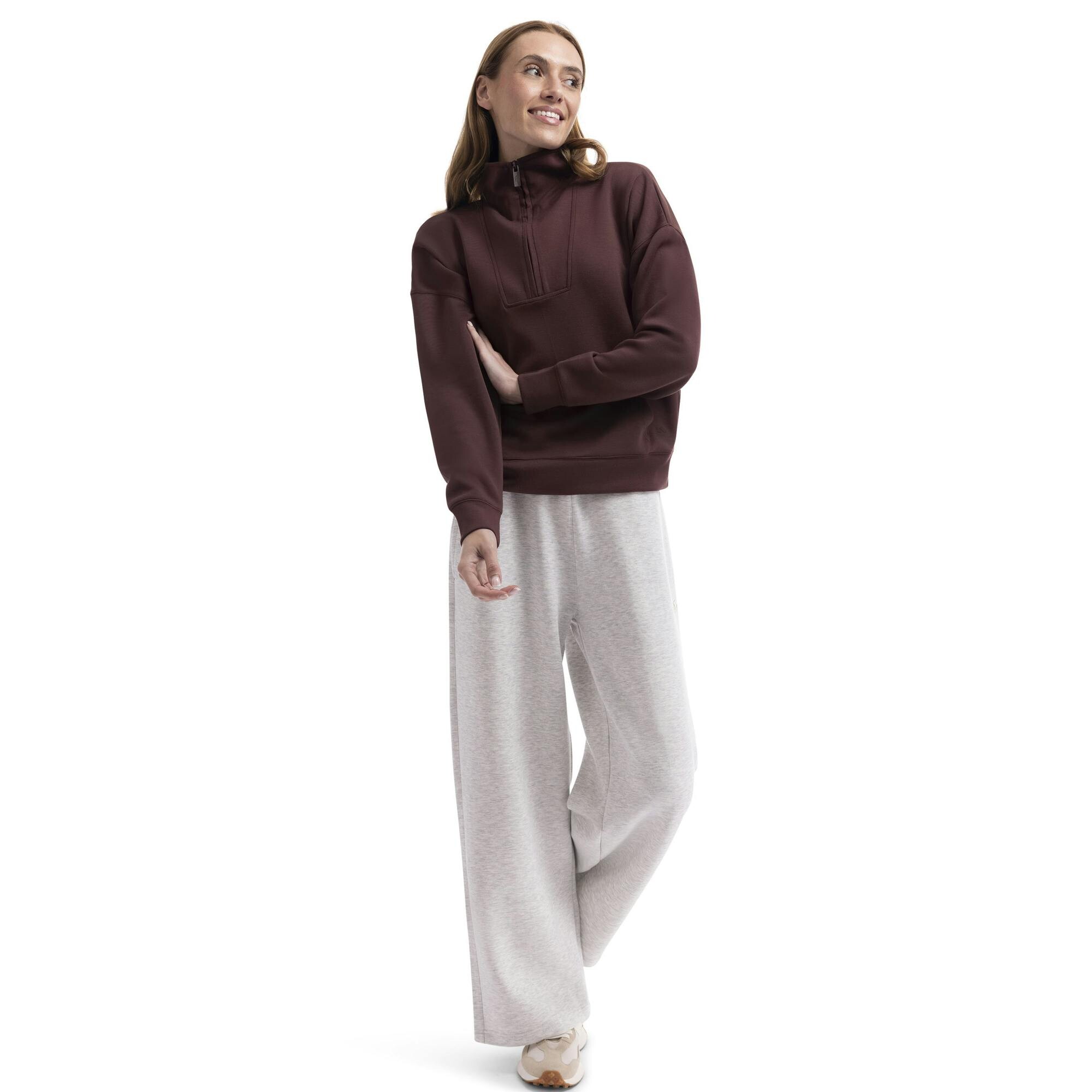 Trespass Women's Jean Half Zip Sweatshirt - Mocha - M - Mocha - 48% Modal/48% Polyester/4% Elastane
