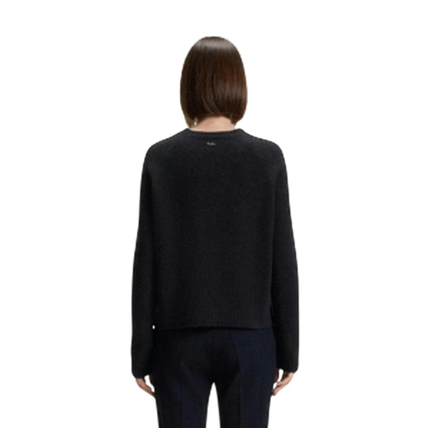 Boss Women's Black Febisan Knitted Sweatshirt - 8 Uk - 45% Alpaca Wool/23% Polyamide/15% Cotton/15% Modal/2% Elastane