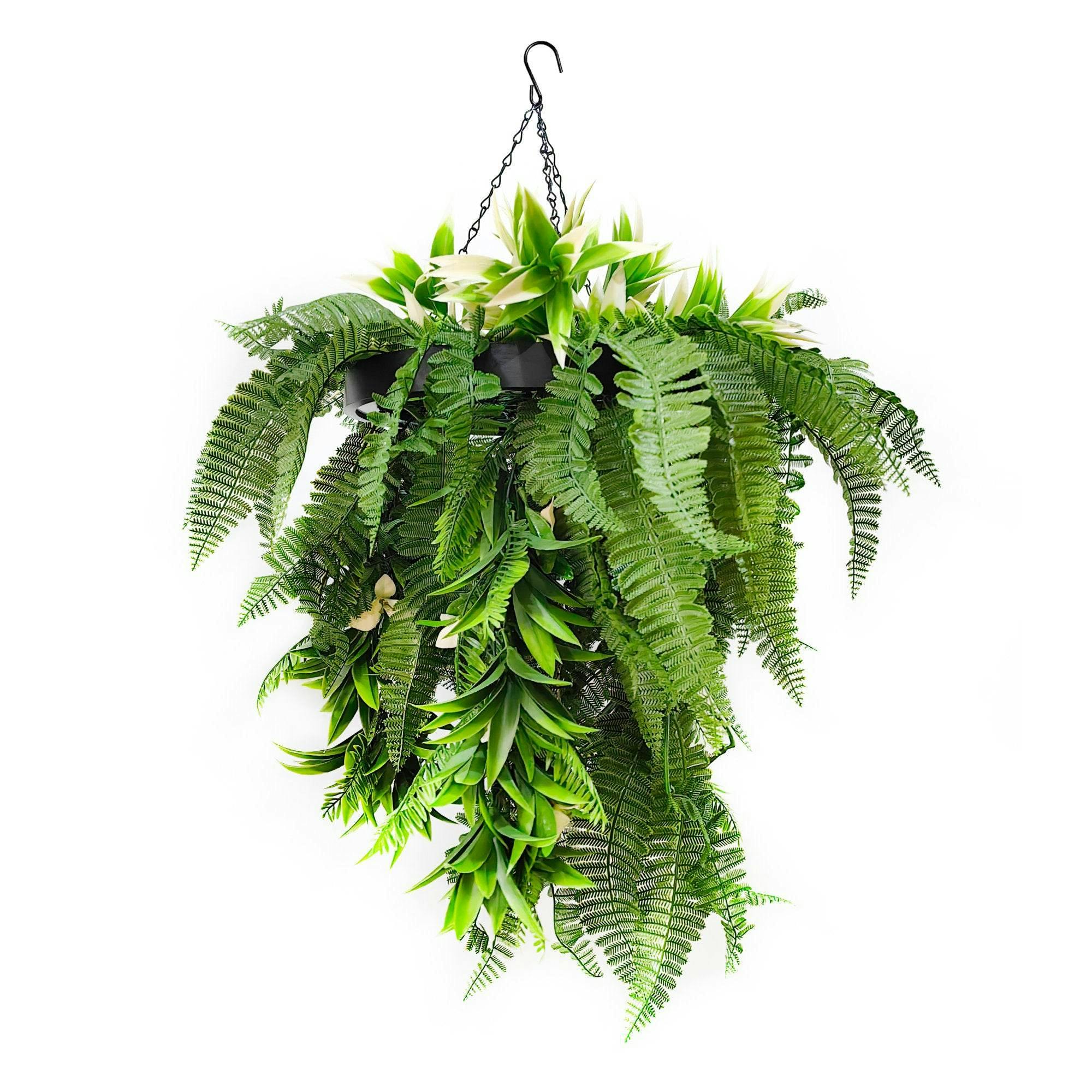 True Products Black Hanging Hoop With Artificial Rainforest Trailing Plants 50Cm Diameter