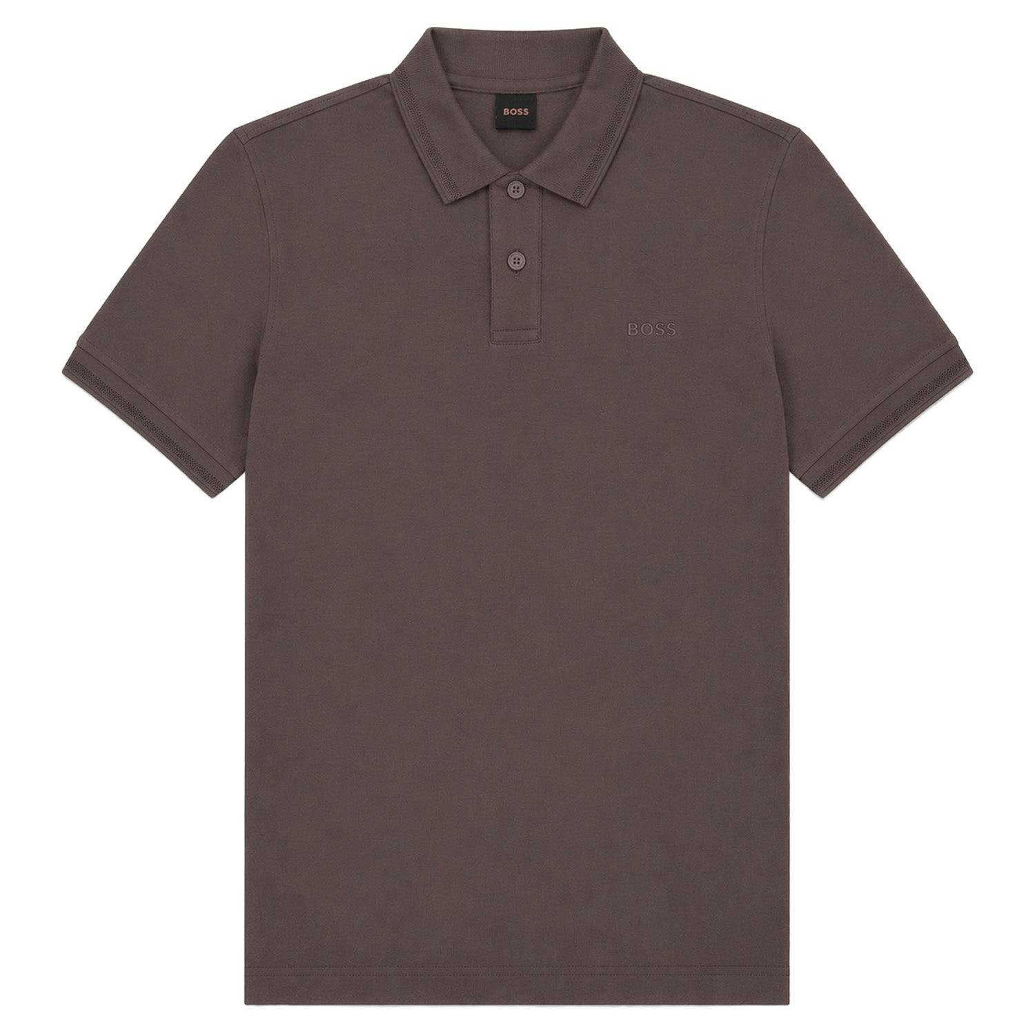 Boss Brown Pe Interlock Relaxed Fit Polo - Open - Large