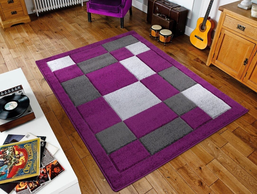 Smart Living Purple/Grey Havana Carved Rug - 60Cm X 110Cm (2Ft X 3.5Ft)