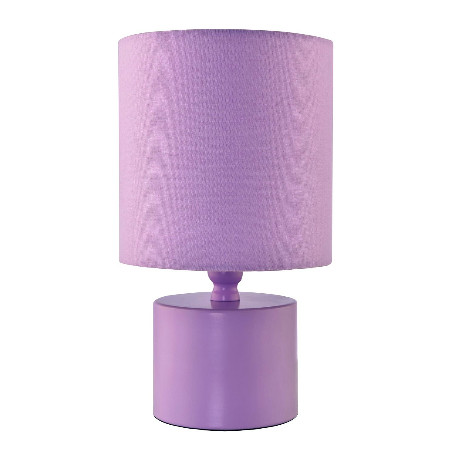 Rackhams Lilac Modern Soft Glossy Table Lamp With Cotton Fabric Drum Shade