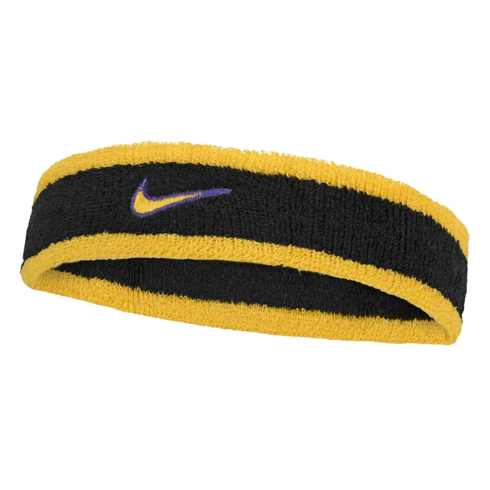 Nike Black/Purple Classic Swoosh Headband - One Size - 71% Cotton/19% Nylon/6% Rubber/4% Polyester