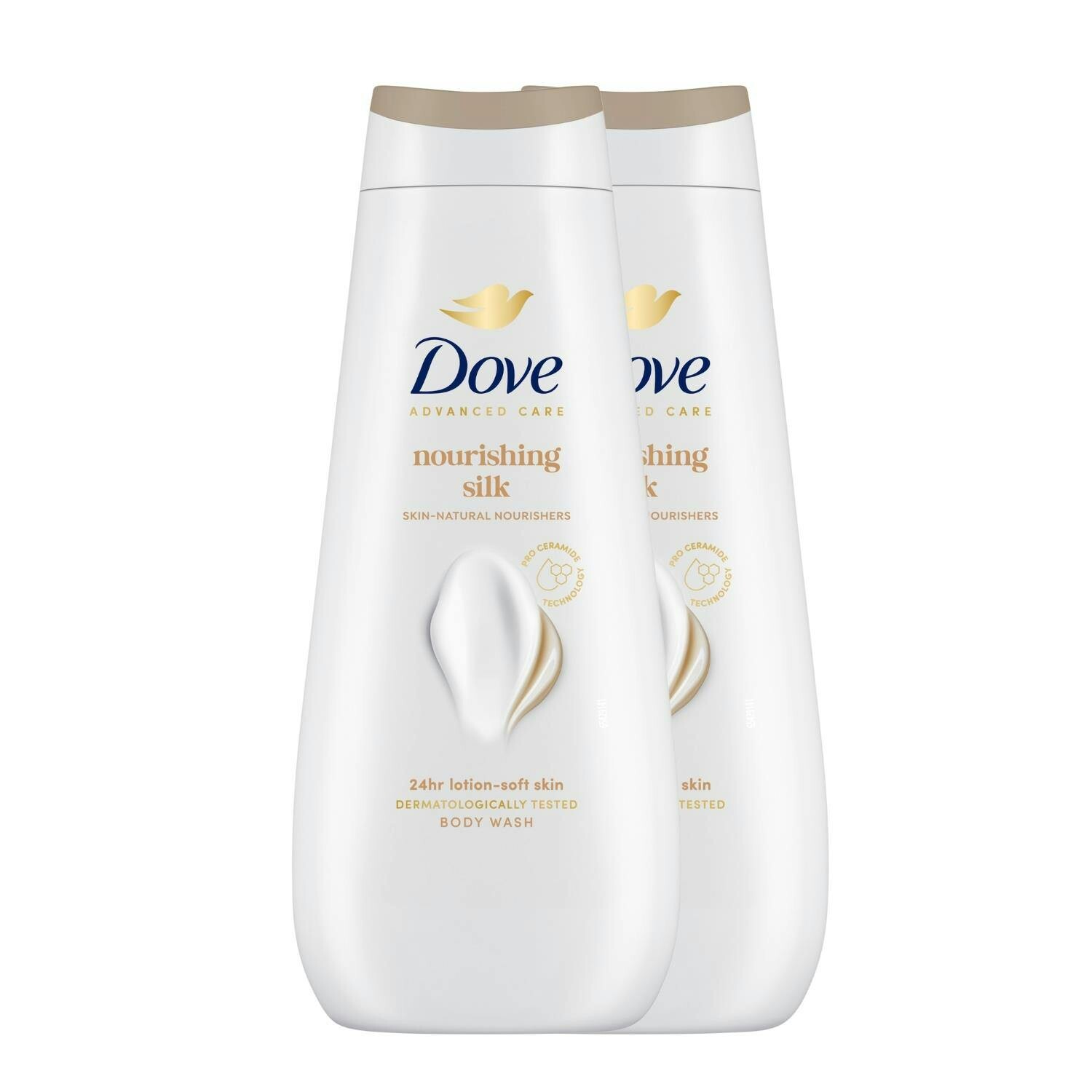 Dove Advanced Care Nourishing Silk Body Wash 24H Renewing Micromoisture,2X400ml