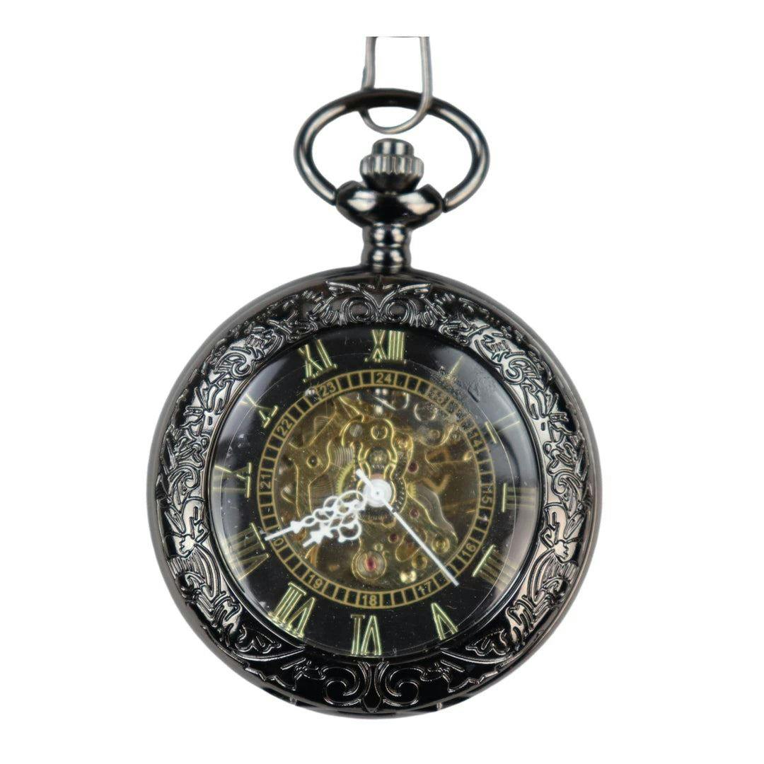 Truclothing Black Pocket Watch Mechanical Peaky Blinders Hunter Automatic - One Size