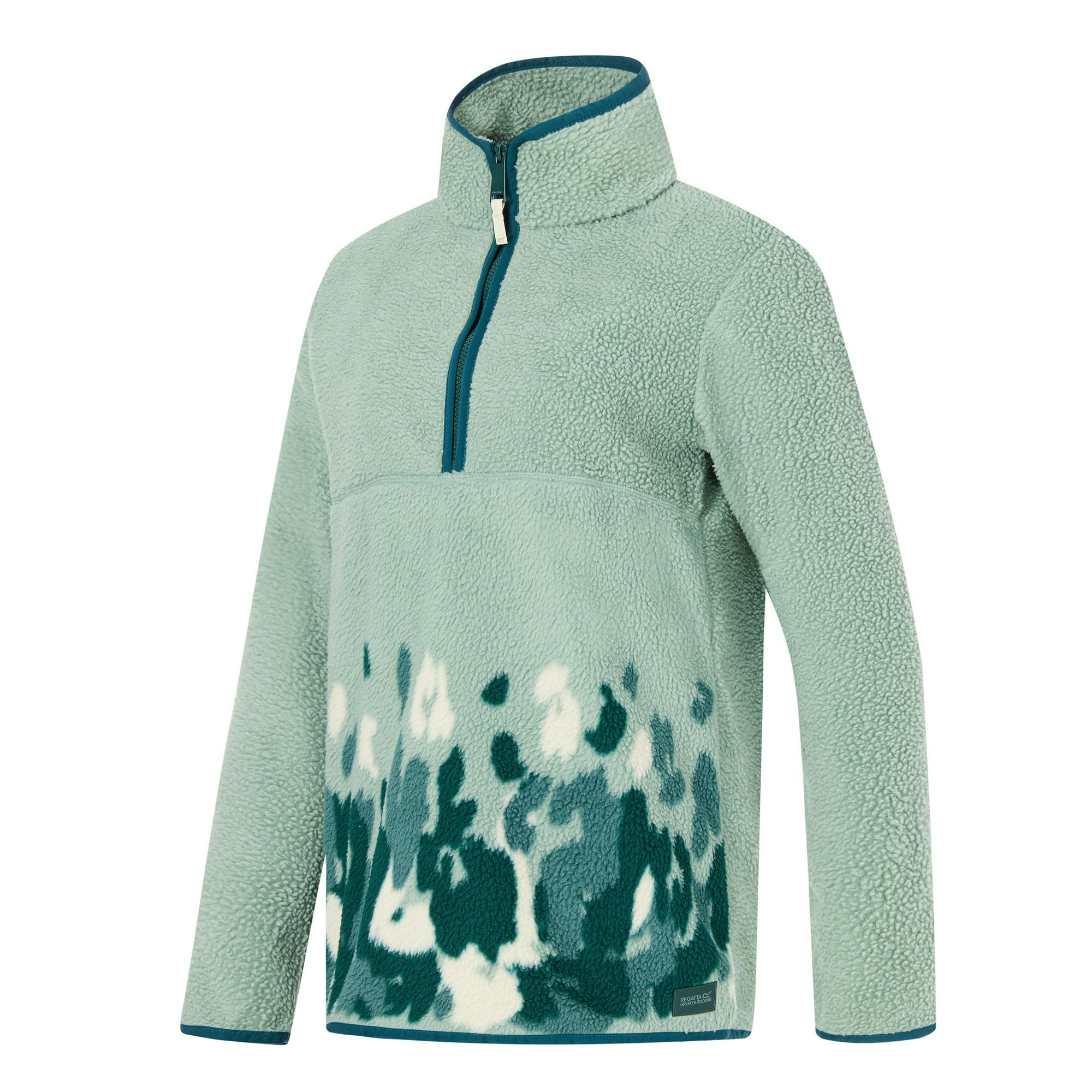 Regatta (8 Uk, Glacier Green) Womens/Ladies Frankie Leopard Camo Borg Half Zip Fleece Top - Image 2