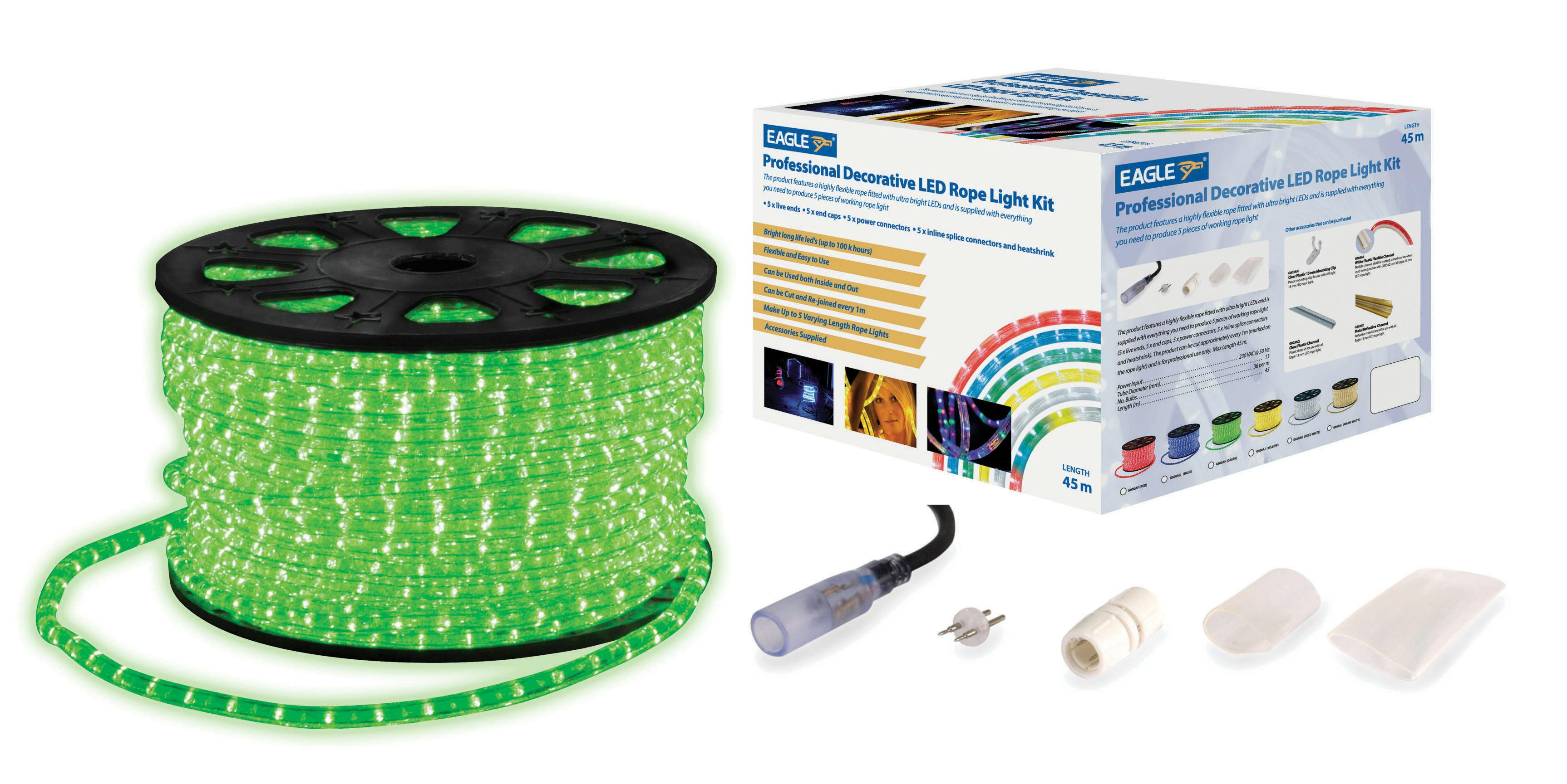 Rackhams Green 45M Static Led Rope Ligh