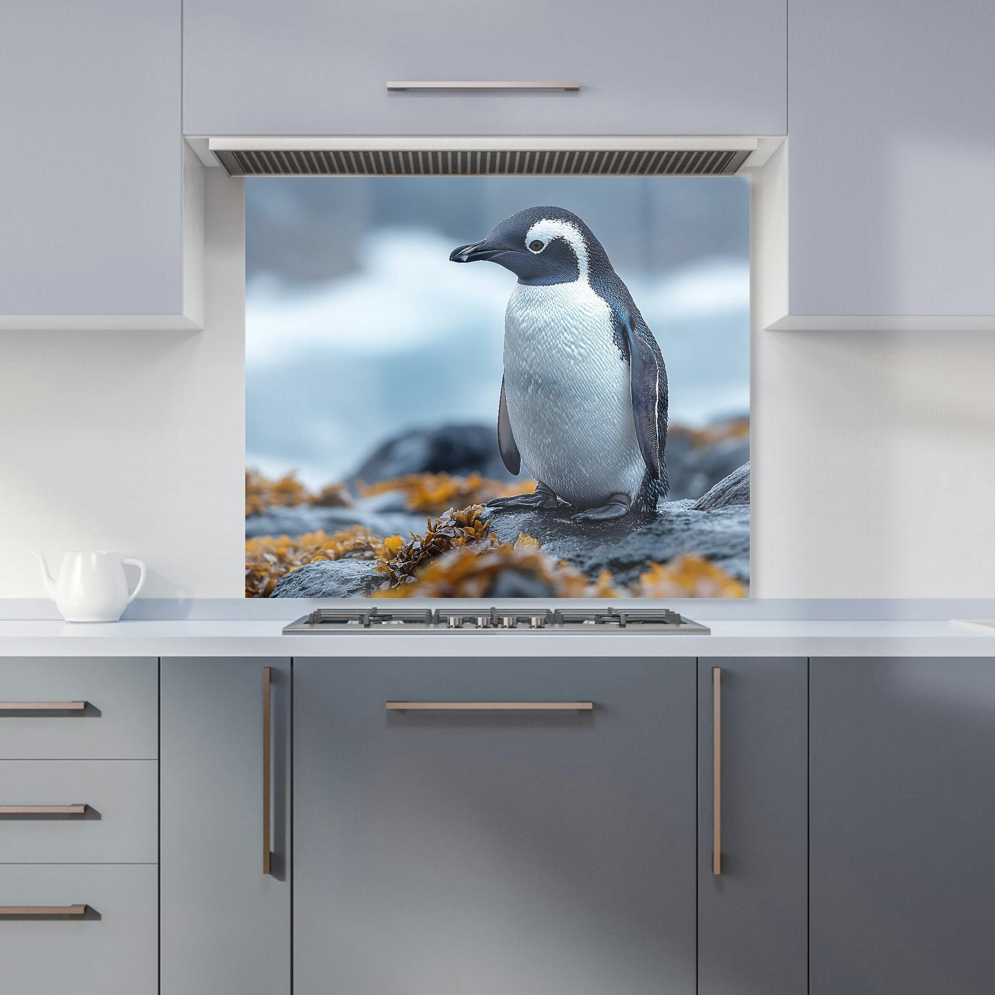 Rackhams Baby Penguin Glass Kitchen Splashback - W900mm X H750mm