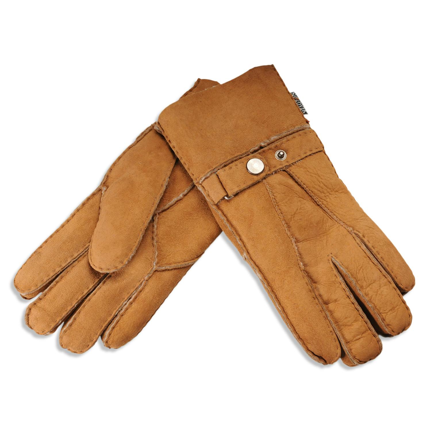 Nordvek Men's Sheepksin Gloves With Buckle Strap - L/Xl - 10 - Tan