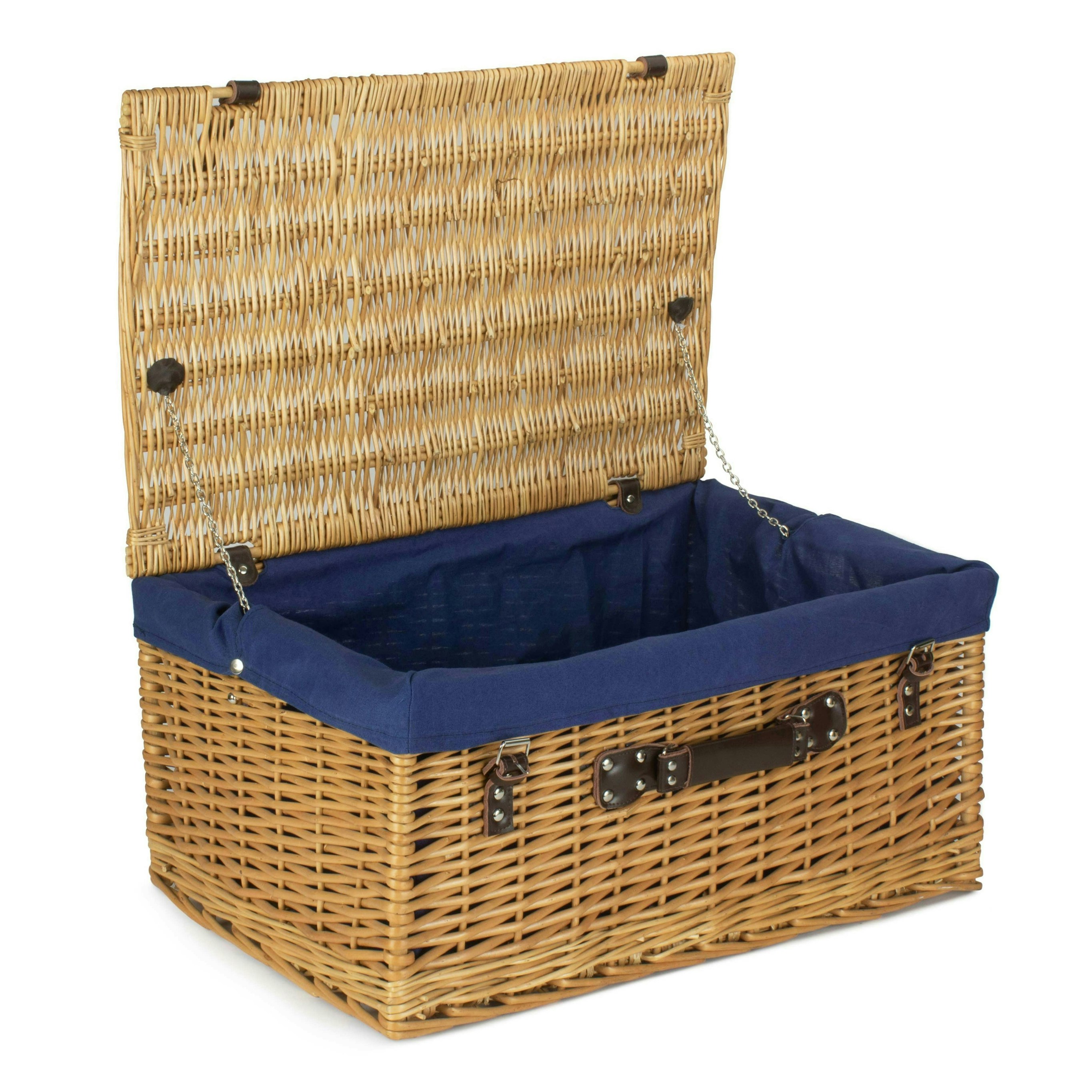 Red Hamper Red/Blue Hamper 62Cm Buff Willow Wicker Picnic Basket