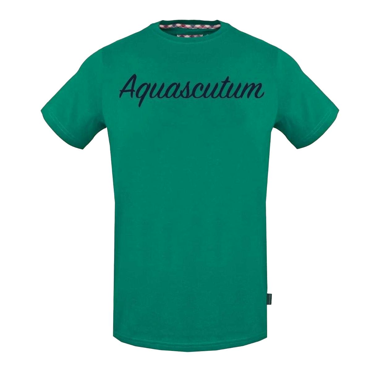 Aquascutum Men's Green Signature Logo T-Shirt - M - 95% Cotton/5% Elastane