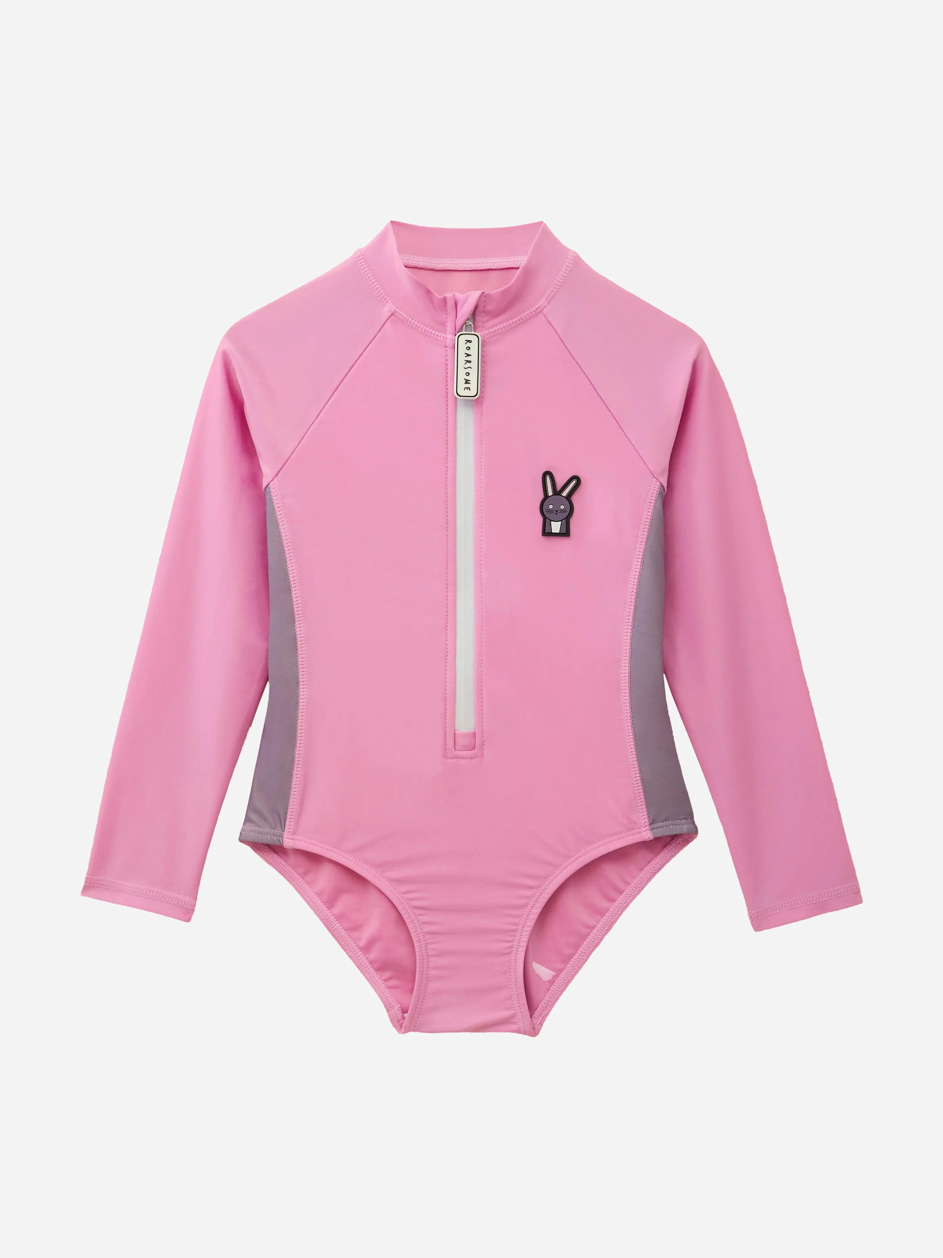 Roarsome Girls Pink Hop The Bunny Swimsuit In (Upf50+) - 3 - 4 Yrs