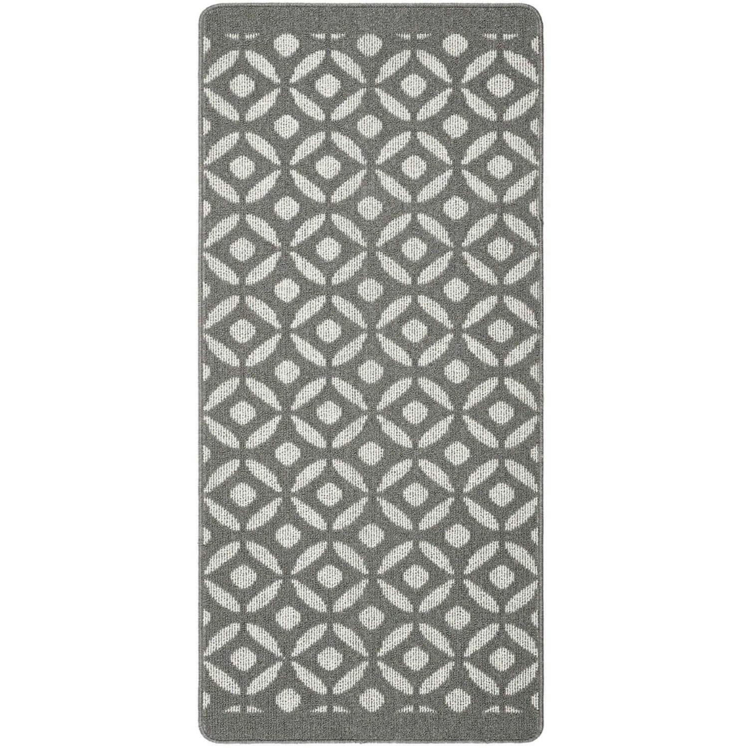 The Rugs Grey Washable Geometric Mat And Runner - 67X150 Cm