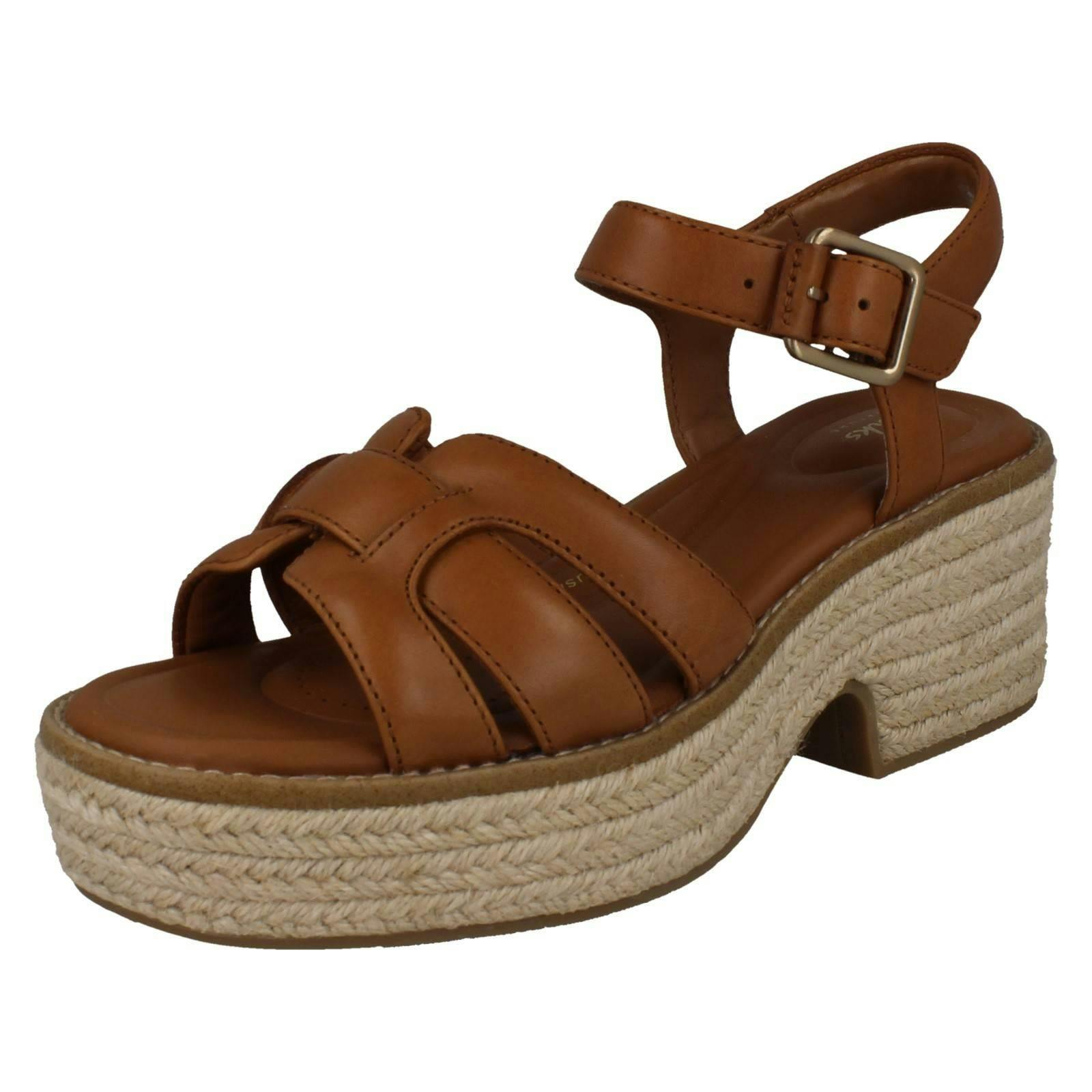 Clarks Women's Platform Wedge Sandals Coledale Strap - Tan - Uk 5.5