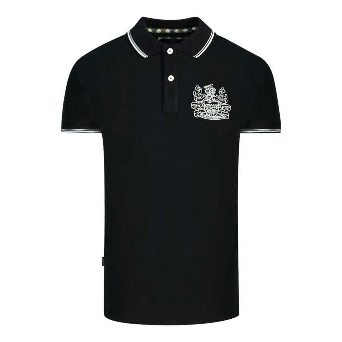 Aquascutum Unisex Black Adult Aldis Tipped Polo Shirt - M