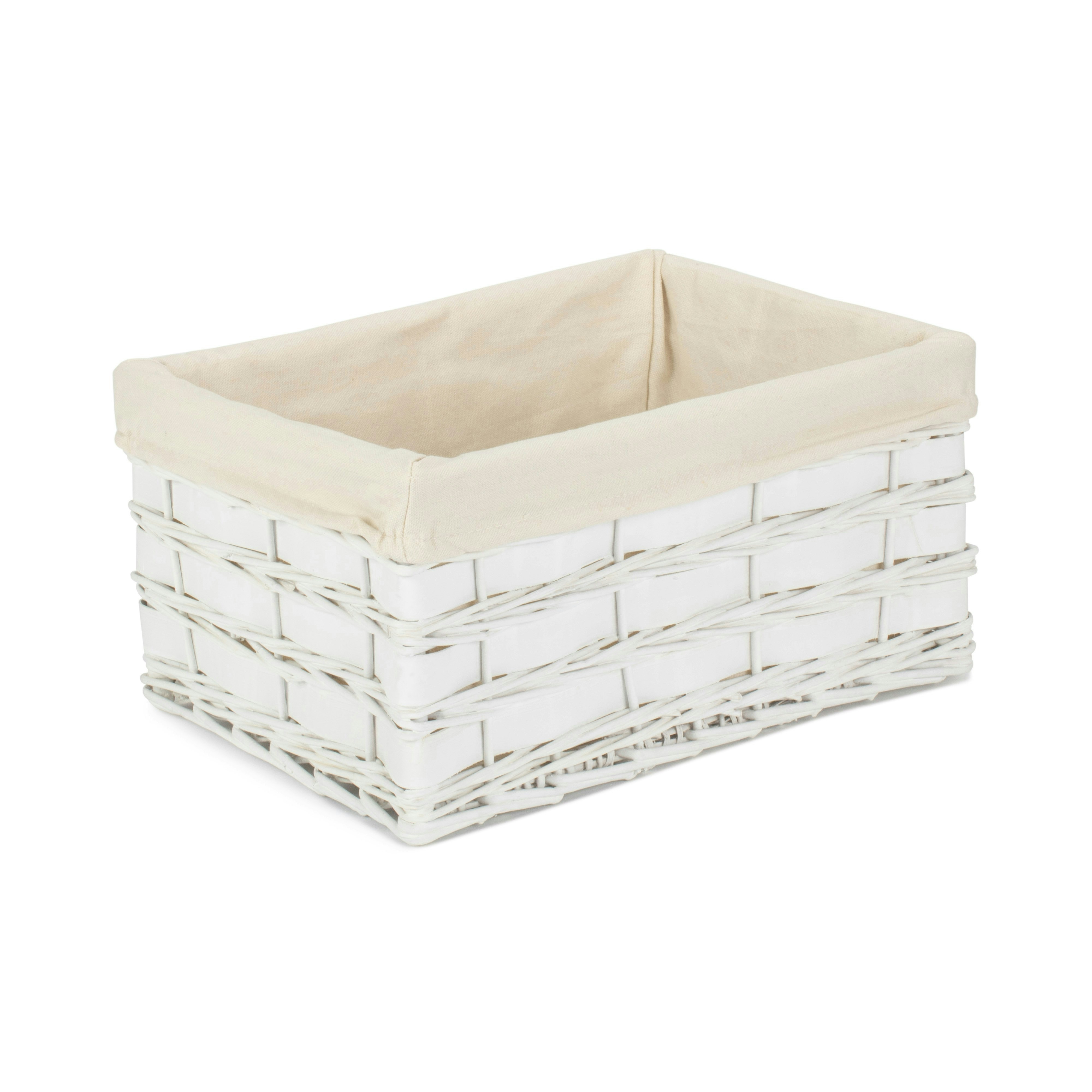 Red Hamper Red/White Hamper Whitewash Scandi Storage Basket With Lining - Large