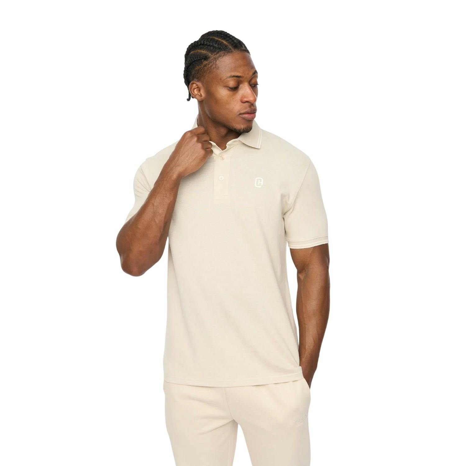 Crosshatch Men's Light Preece Polo Shirt - Stone - L - Stone - 100% Cotton
