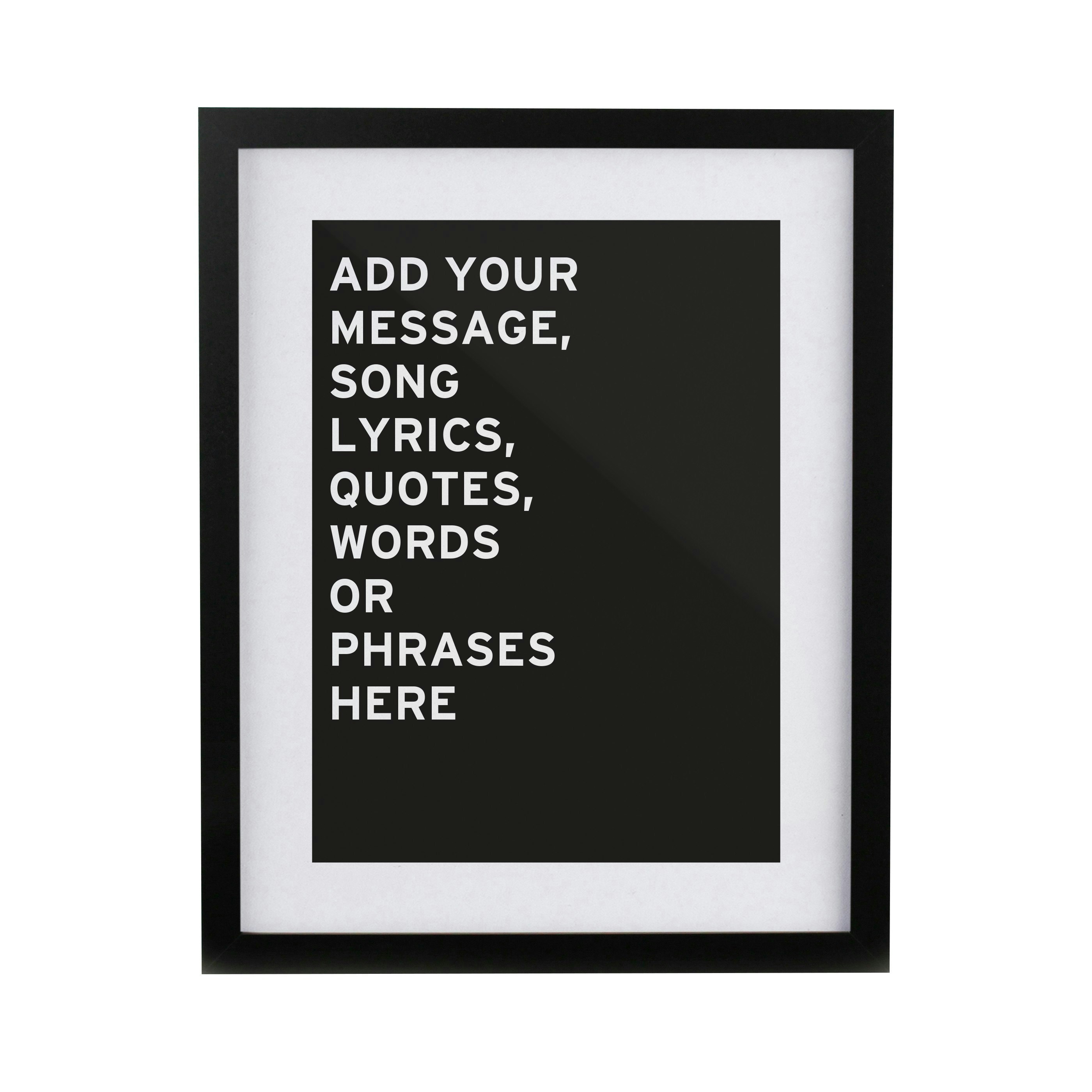Rackhams Black Personalised Typography Poster Frame