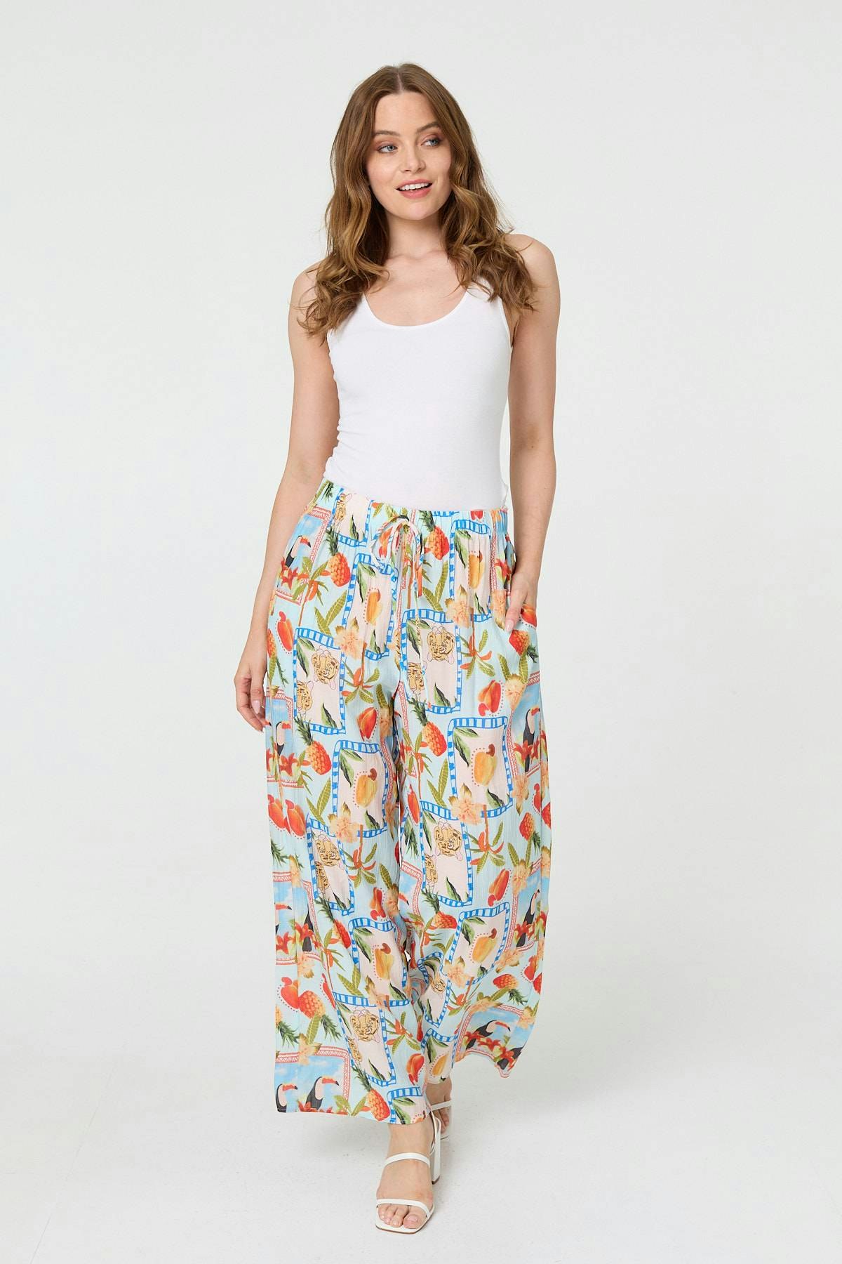 Izabel London Patchwork Relaxed Wide Leg Trousers - 14