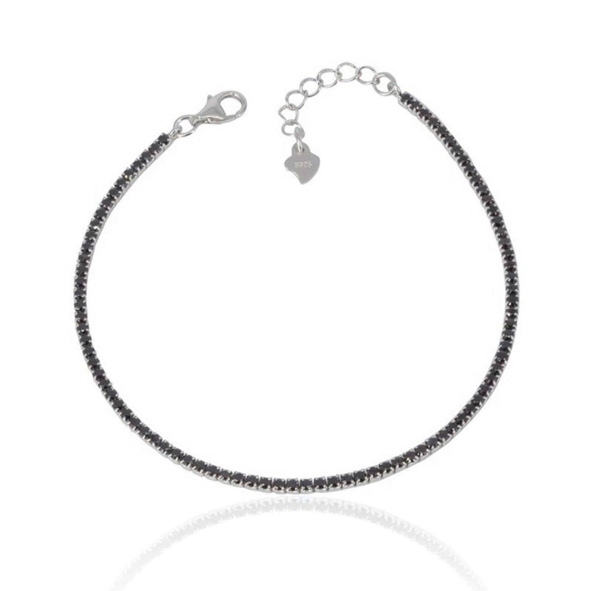 Spero London Women's Silver/Black Sterling Mini Tennis Bracelet