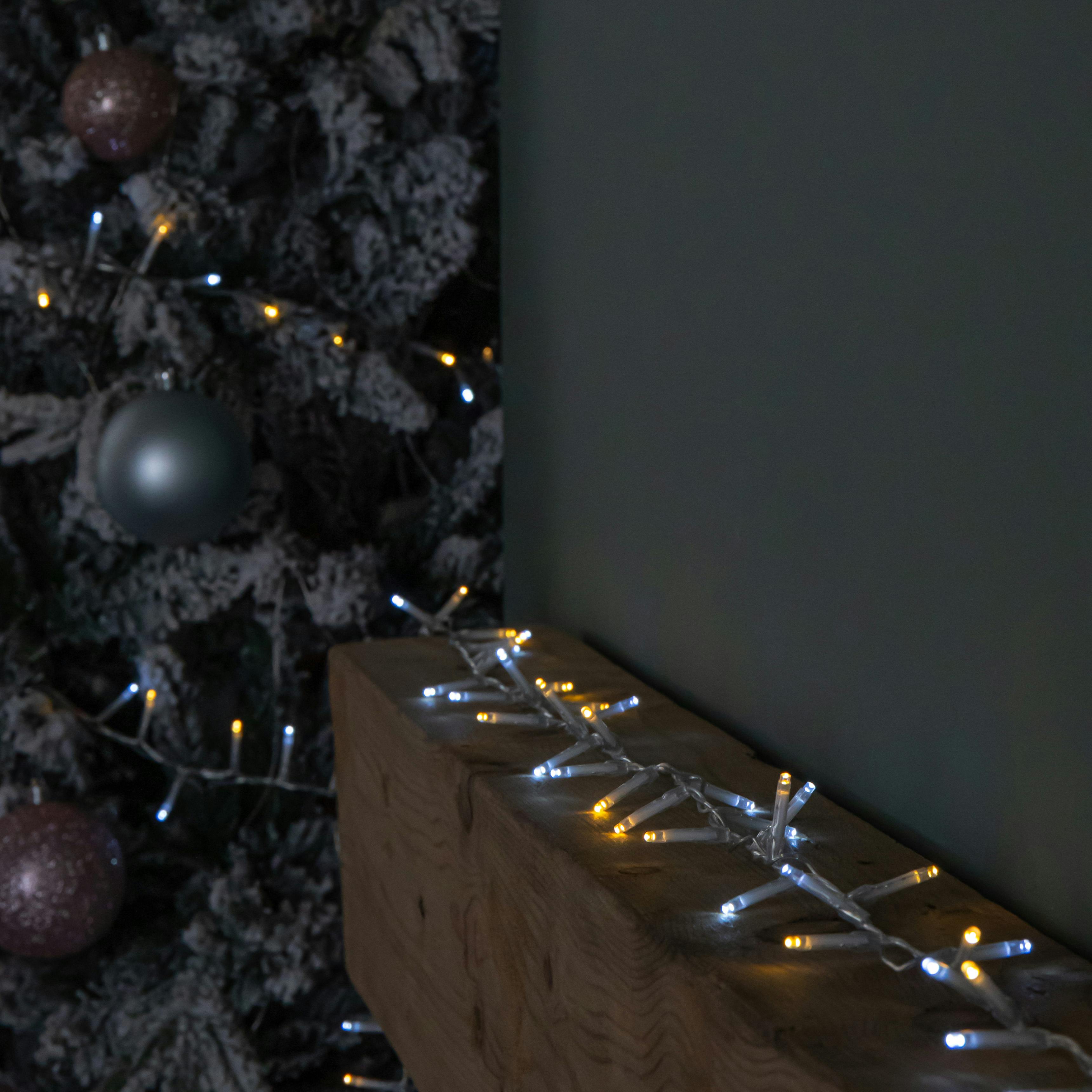 Rackhams White 37.5M 1500 Led Treebrights Christmas String Lights With Timer In And Warm On Clear Cable
