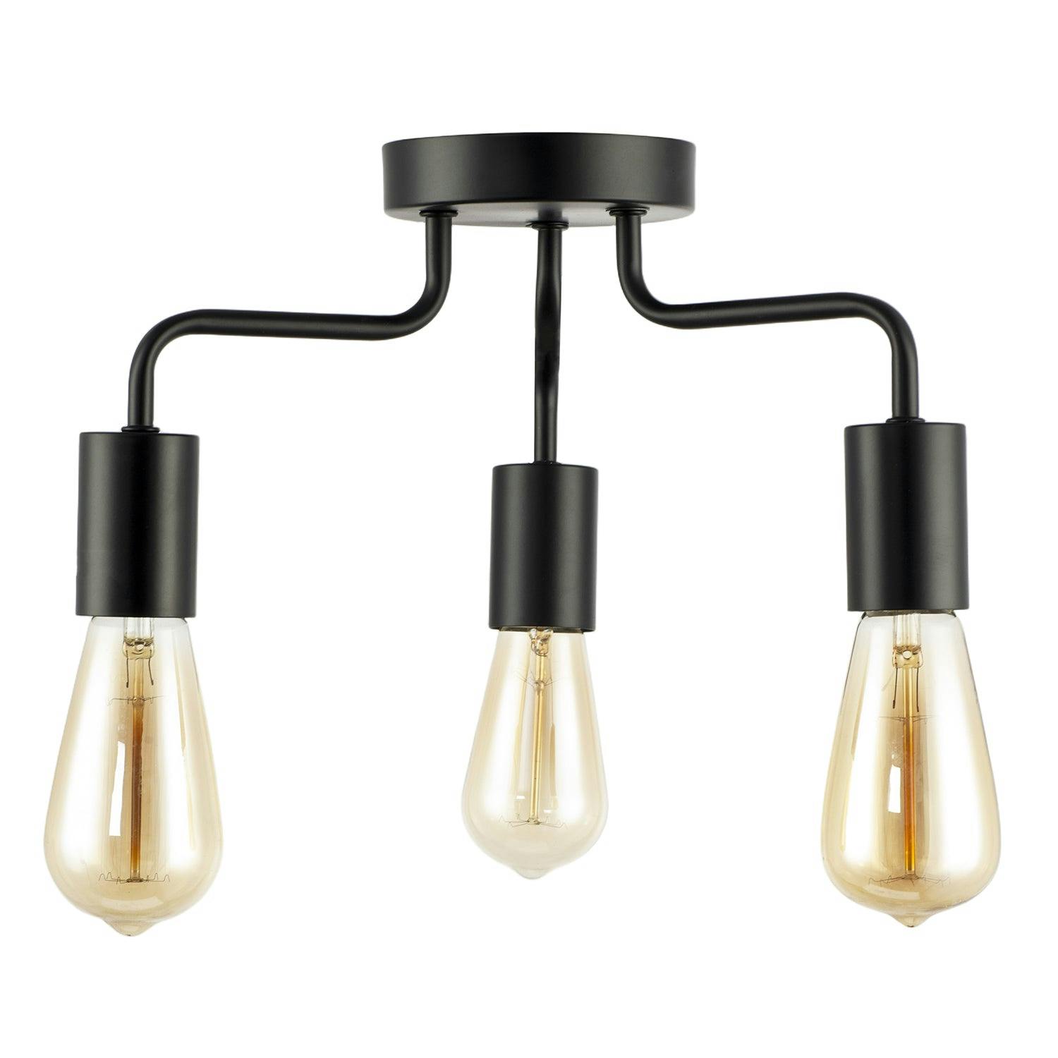 Rackhams Black/Light Matte Semi Flush Ceiling To Showcase Filament Bulbs