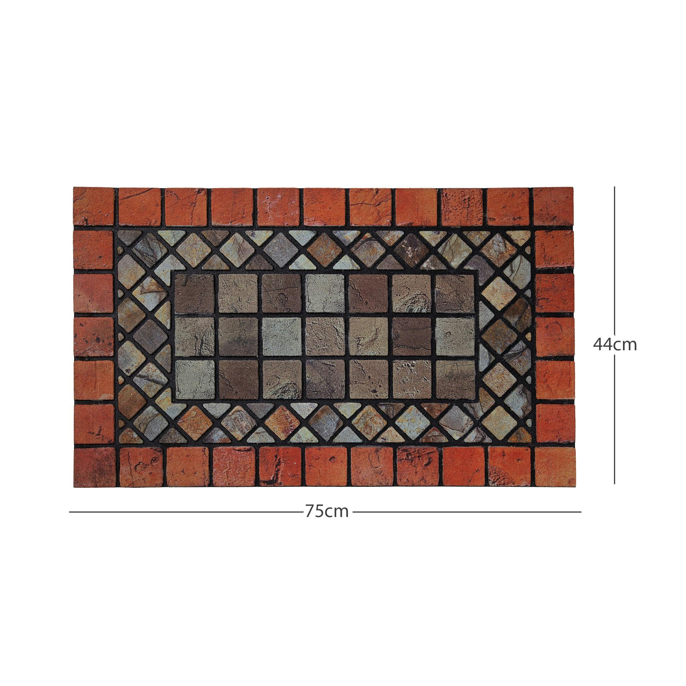 Nicoman Red Elegant Tile Effect Doormat - Edge - 75X44cm Medium