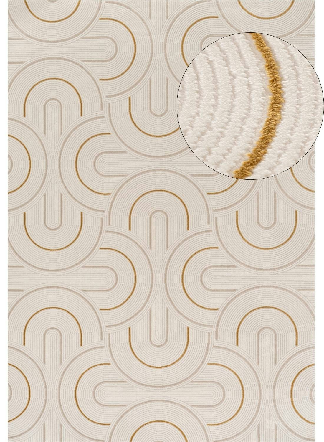The Rugs Cream/Gold Carmel - Geometric Rug | 6070 - 160X230 Cm