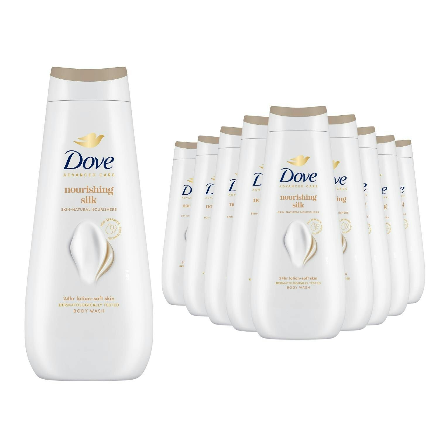 Dove Advanced Care Nourishing Silk Body Wash 24H Renewing Micromoisture,10X400ml