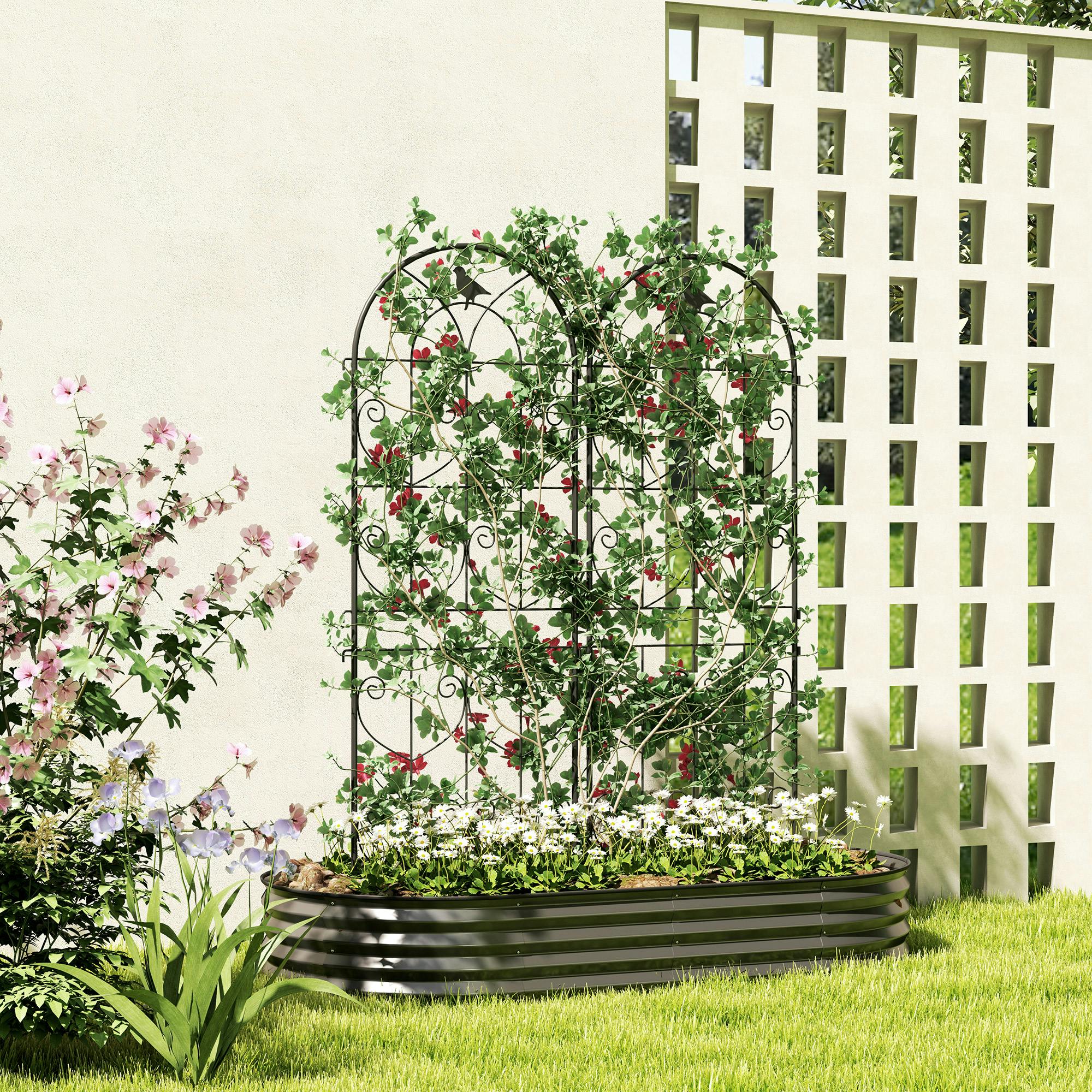 Rackhams Set Of 2 Metal Garden Trellis, Outdoor Trellis Panels, 150 X 50Cm