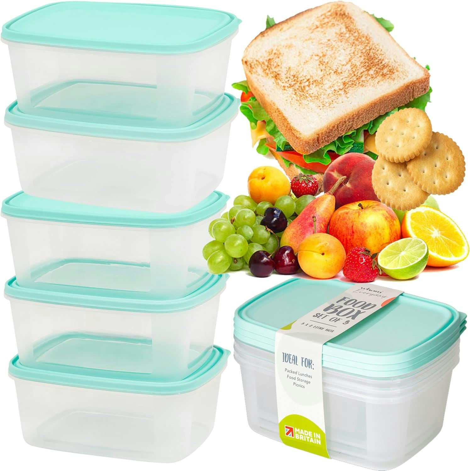 Rackhams Reusable Food Storage Meal Prep Containers With Lids - 2L - 9 X