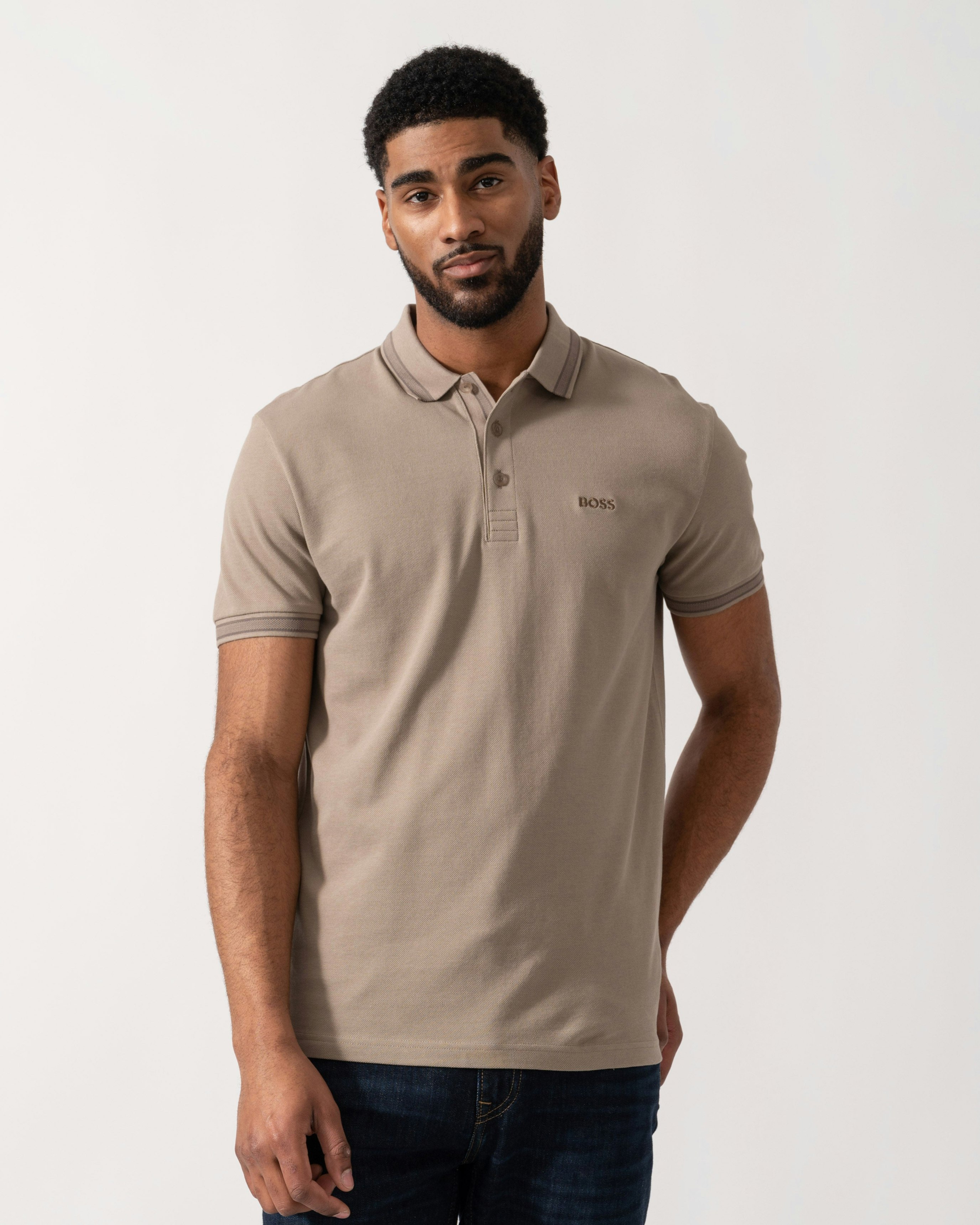 Boss Men's Green/Light Paddy Cotton-Piqué Polo Shirt With Contrast Logo - Light/Pastel 339 - Light/Pastel 339 - M