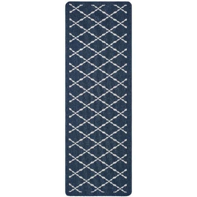 The Rugs Blue Washable Diamond Mat And Runner - 67X200 Cm
