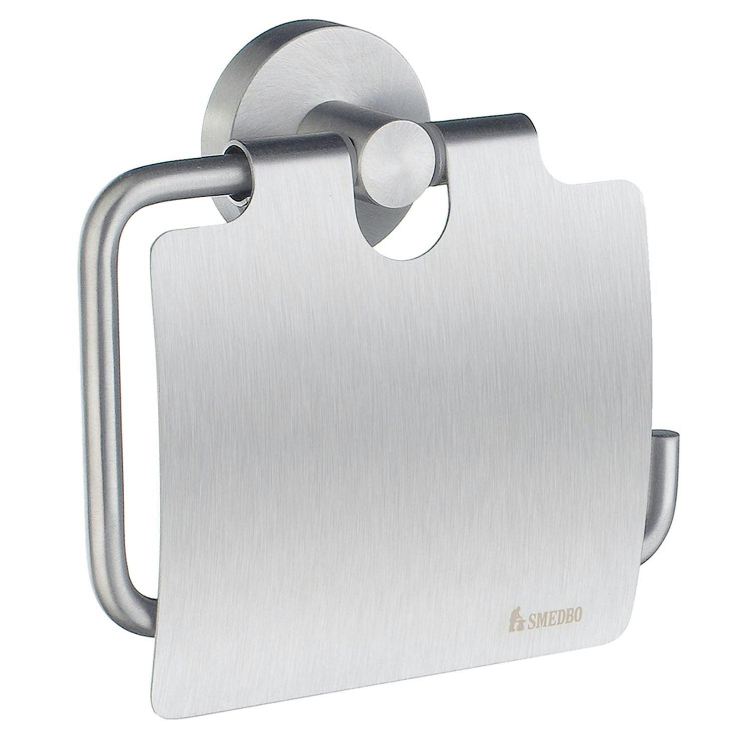 Rackhams Brushed Chrome Toilet Roll Holder With Lid