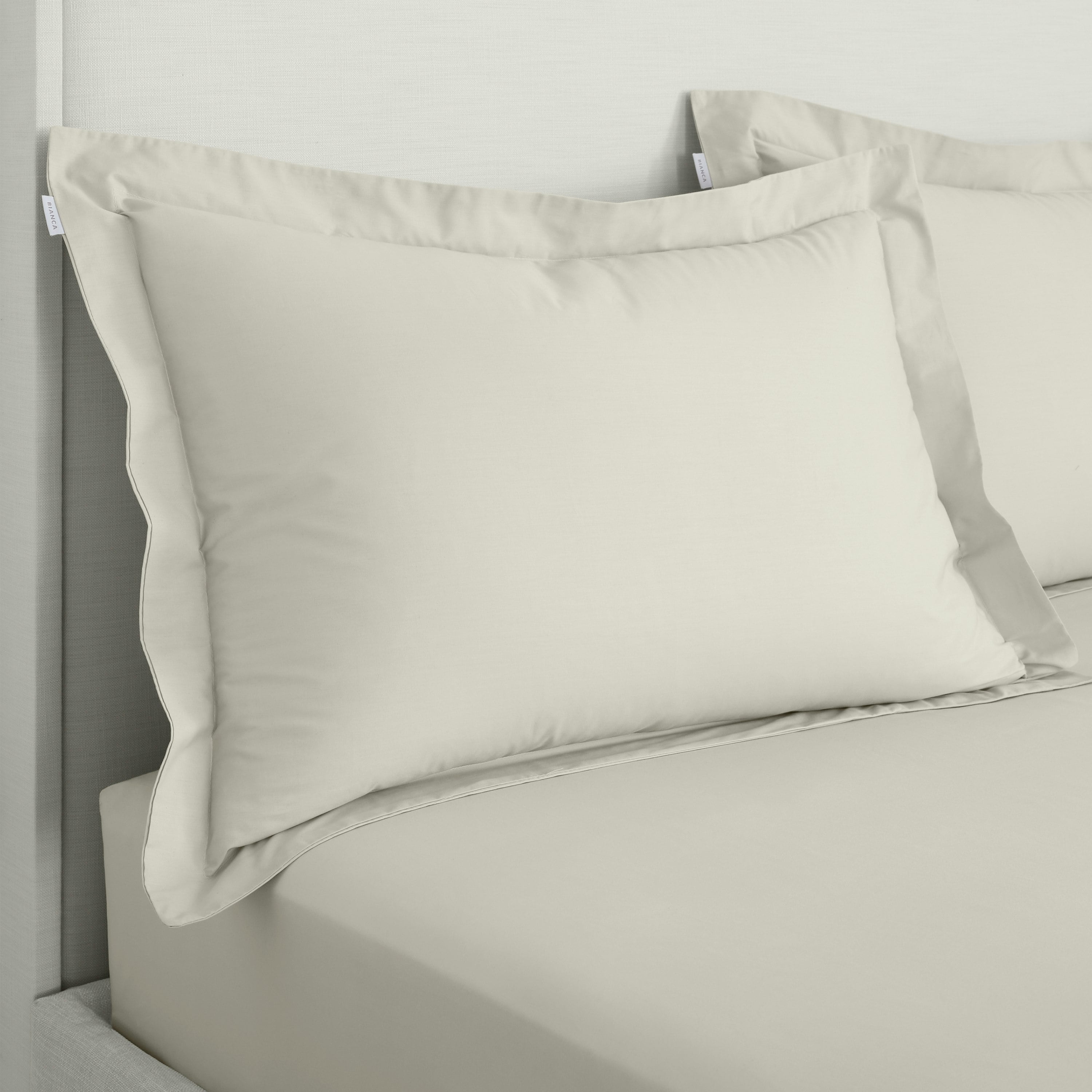 Bianca 200 Thread Count Cotton Percale Oxford Pillowcase Pair - Natural - 50X75cm (X2)