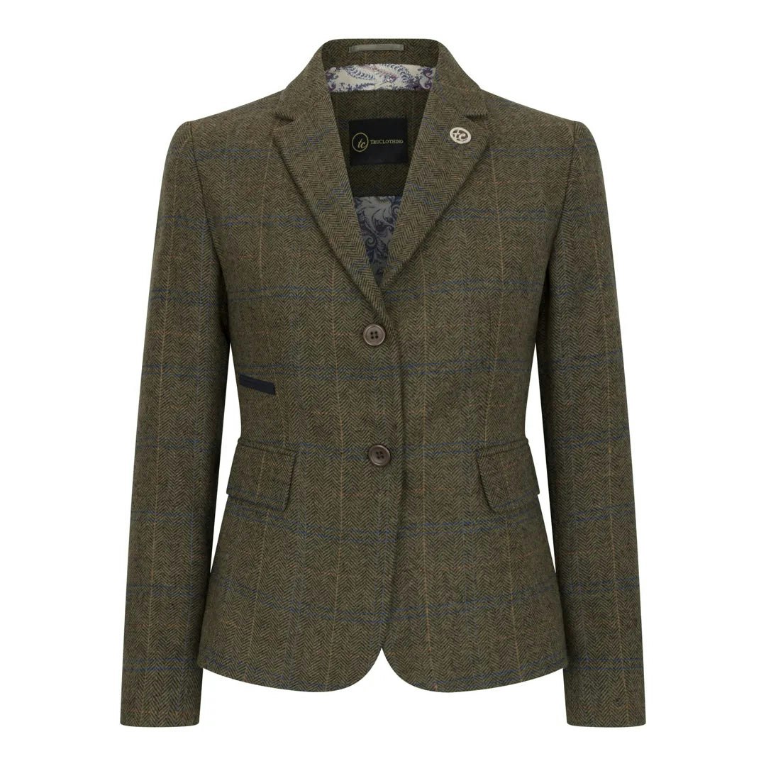 Truclothing Women's Green Tpstz71 - Olive Tweed Blazer Waistcoat - Uk 20 - Blazer
