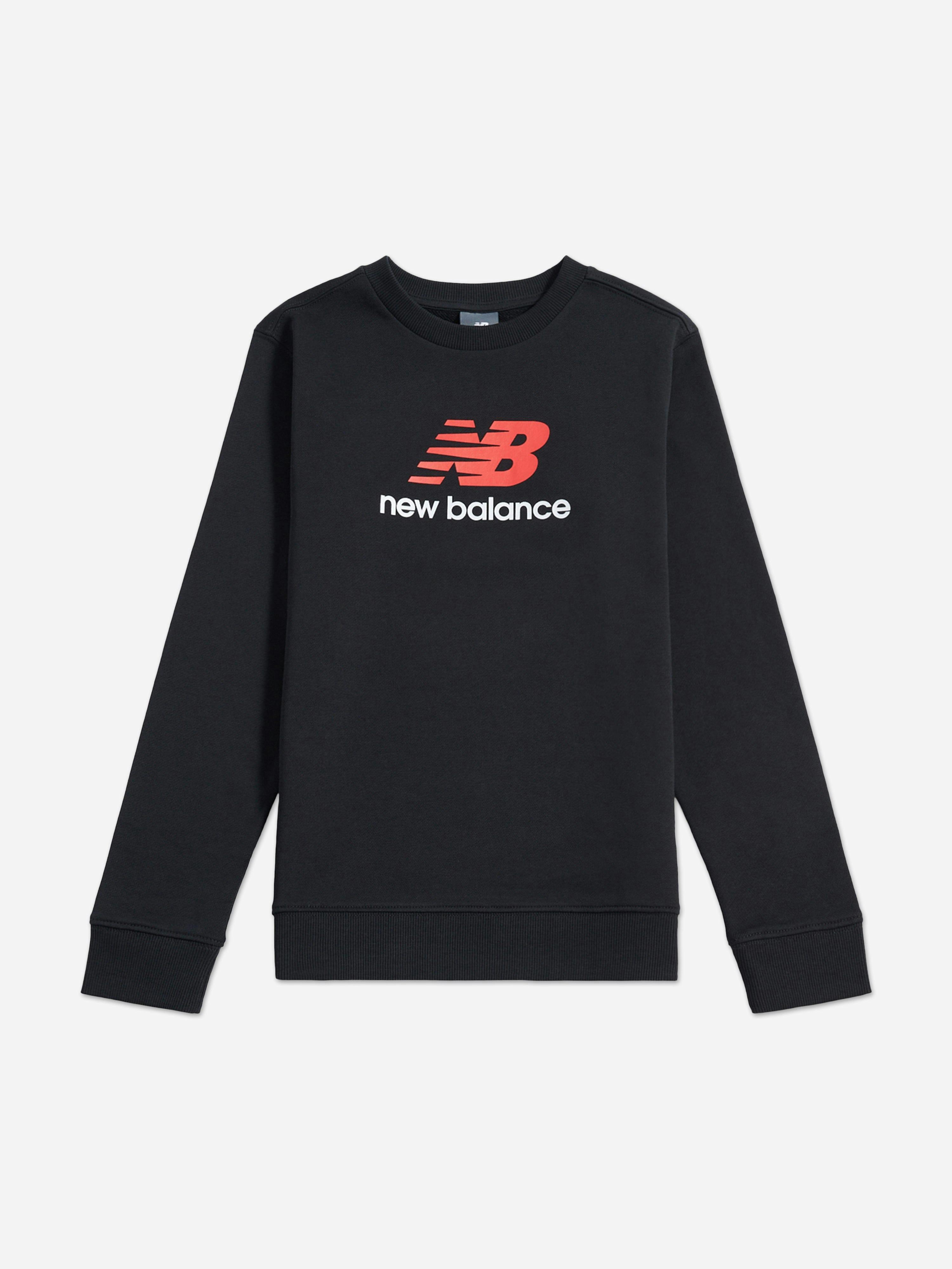 New Balance Boys Black Brush Back Stacked Logo Sweatshirt In - 10 - 11 Yrs