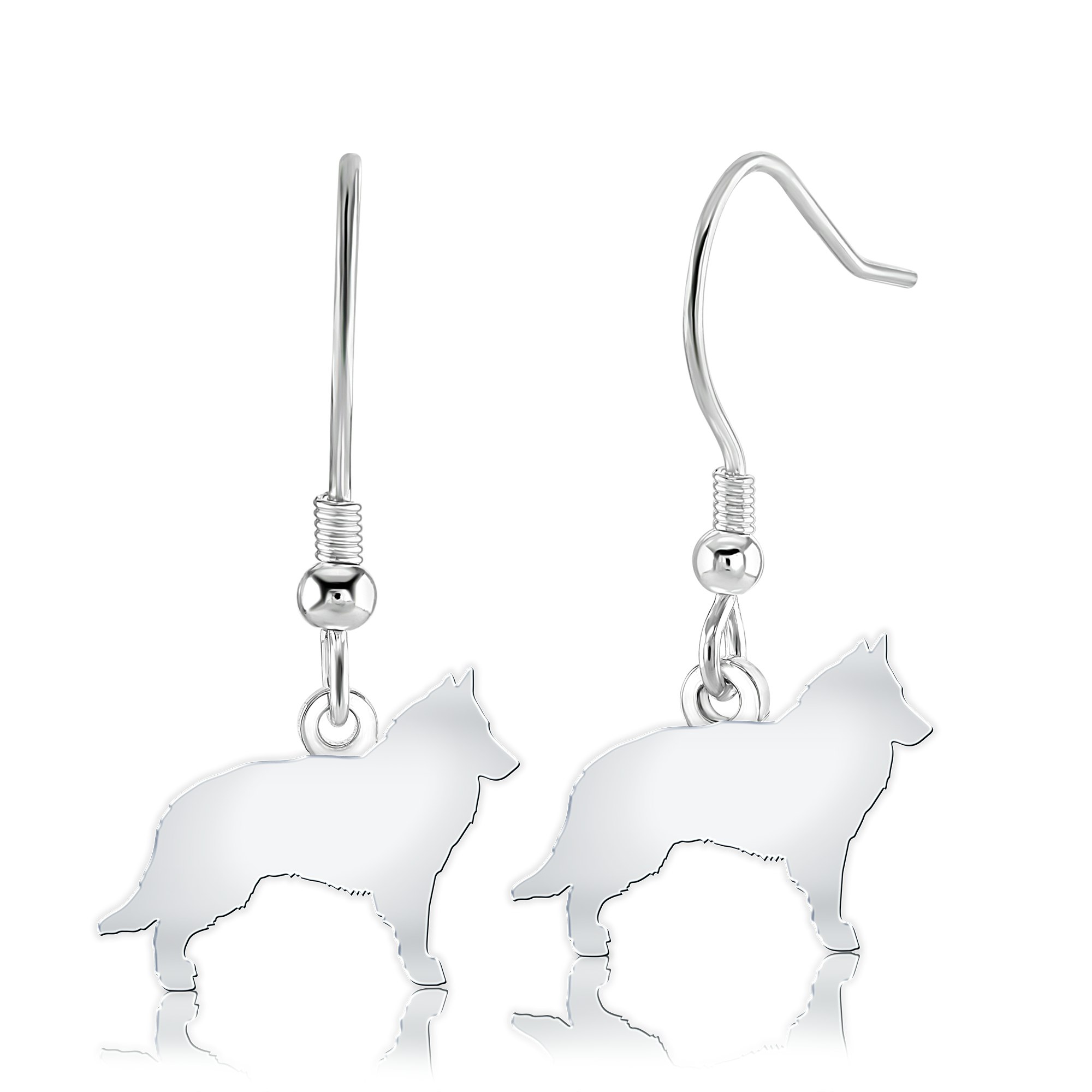 Mylee London Silver Belgian Shepherd (Tervueren) Silhouette Earrings - No - Hook