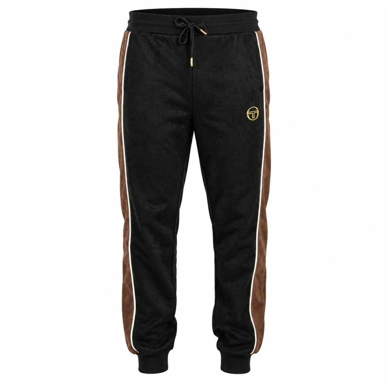 Sergio Tacchini Black Contrast Suede Track Pant Joggers /Potting Soil/Gardenia - M