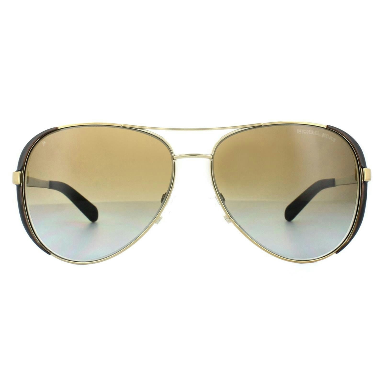 Michael Kors Women's Gold Aviator Dark Chocolate Brown Gradient Polarized Sunglasses - Image 8