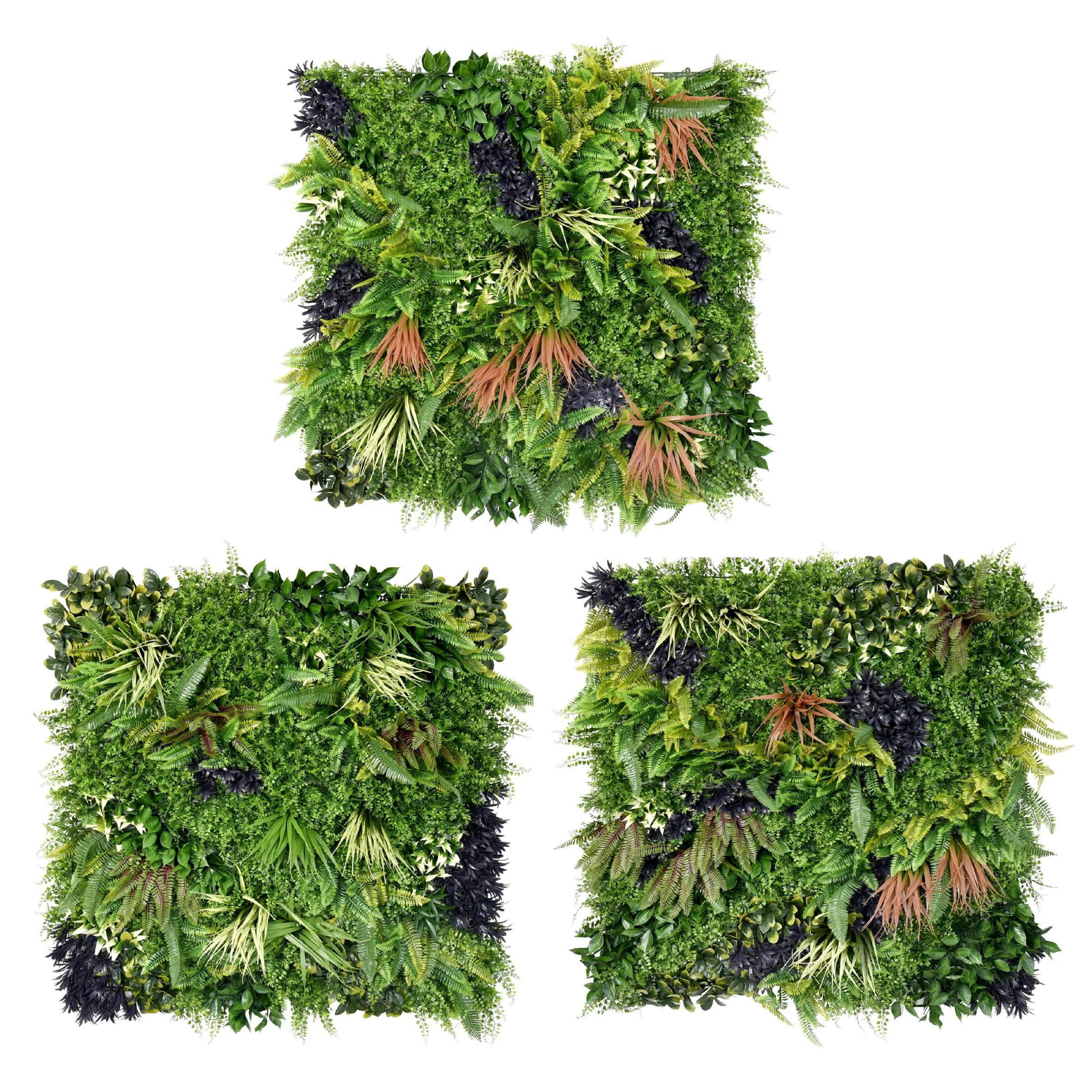 Rackhams Green Combo Of 3 Charm Premium Artificial Plants Wall Panels 1M X 1M