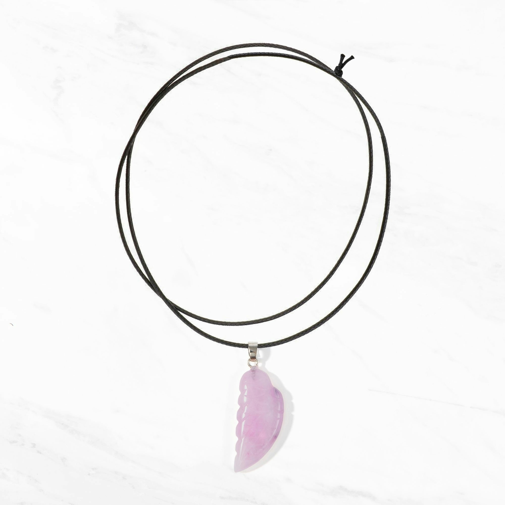 Myga Black Angel Wing Pendant Necklaces - Singles - Rose Quartz - Rose Quartz