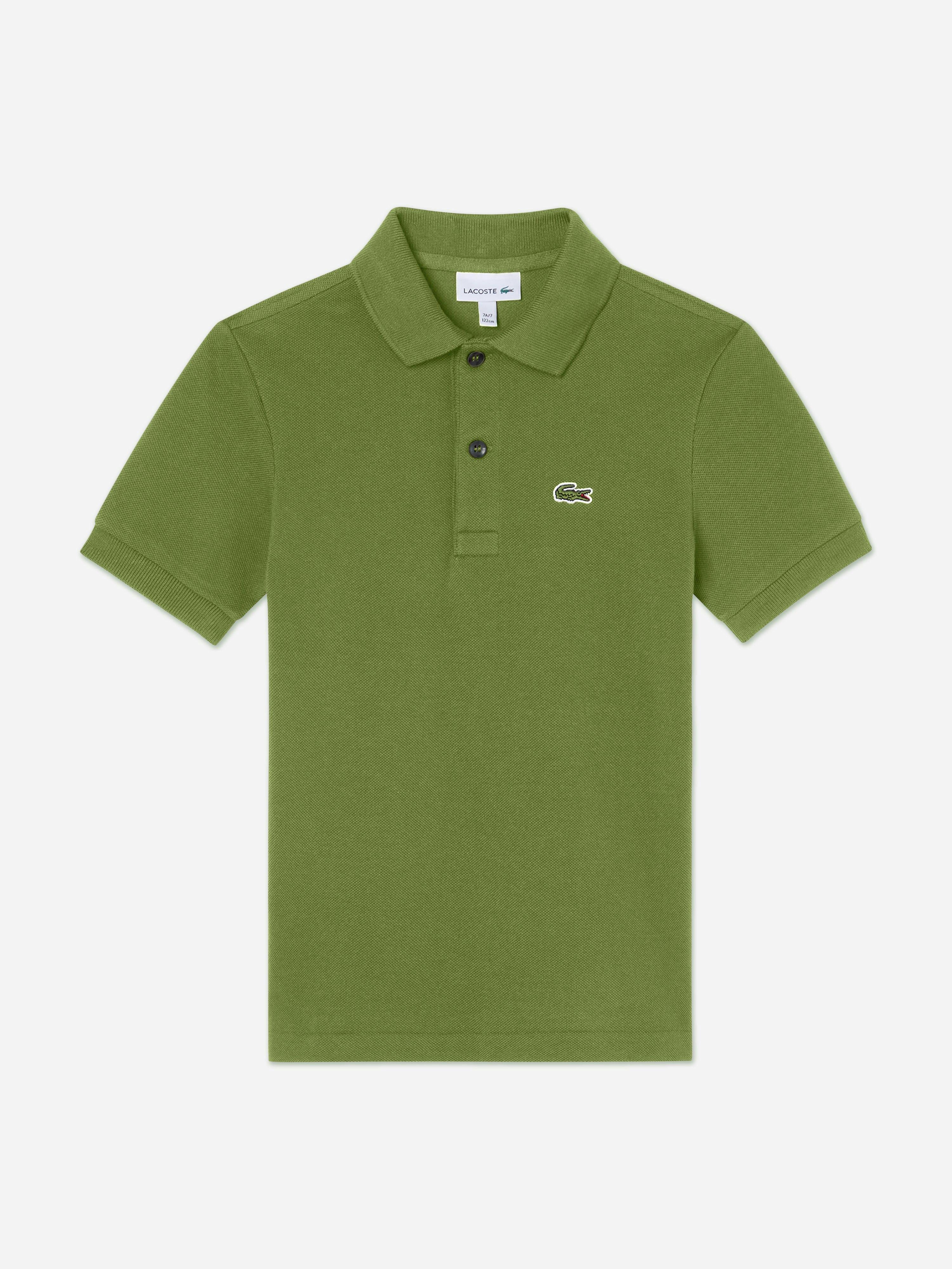 Lacoste Kids Boys Green Lacoste Pique Polo Shirt In - 10 Yrs